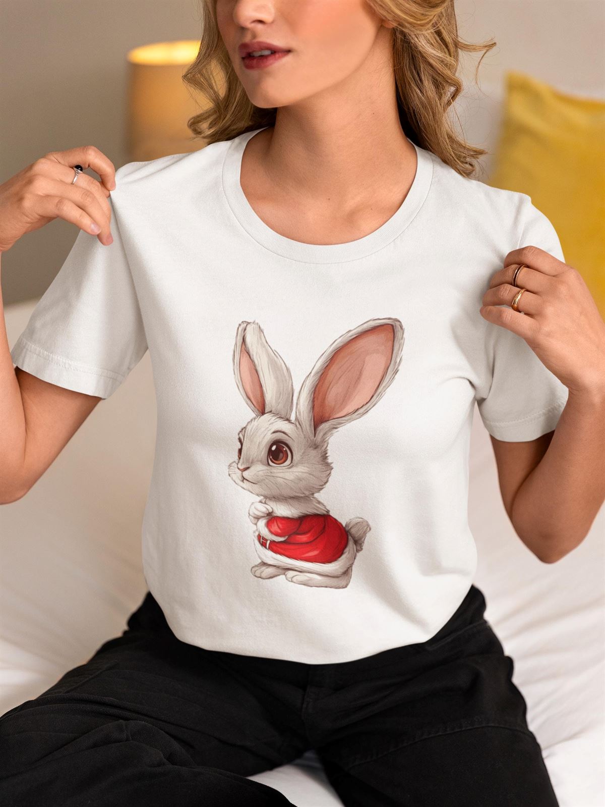 Adorable Bunny Santa T-shirt Festive Holiday Fun Cute Christmas Bunny Santa T-shirt Perfect For The Holidays Full Size Up To 5xl