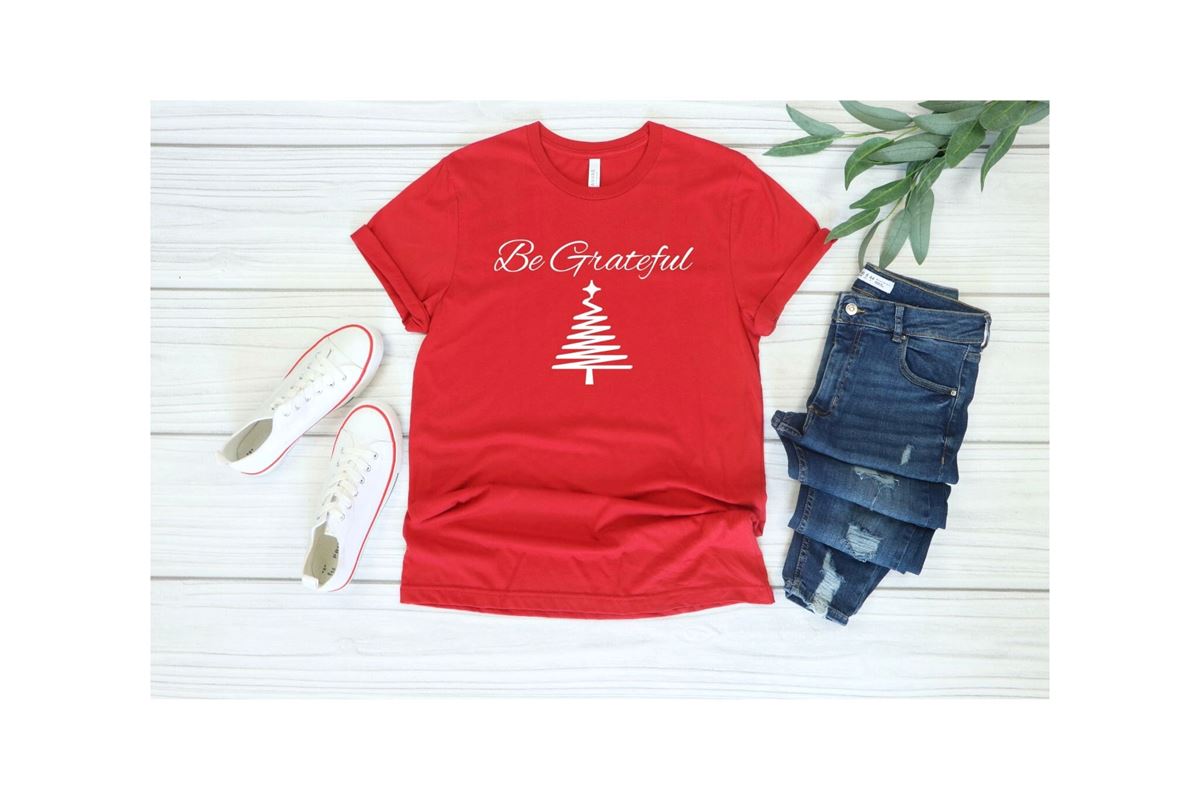 Be Grateful Christmas Tree Tshirt Christmas Tree Shirt For Women Fun Holiday Tee Cute Christmas Shirt Christmas Tshirt Christian Tshirt Plus Size Up To 5xl