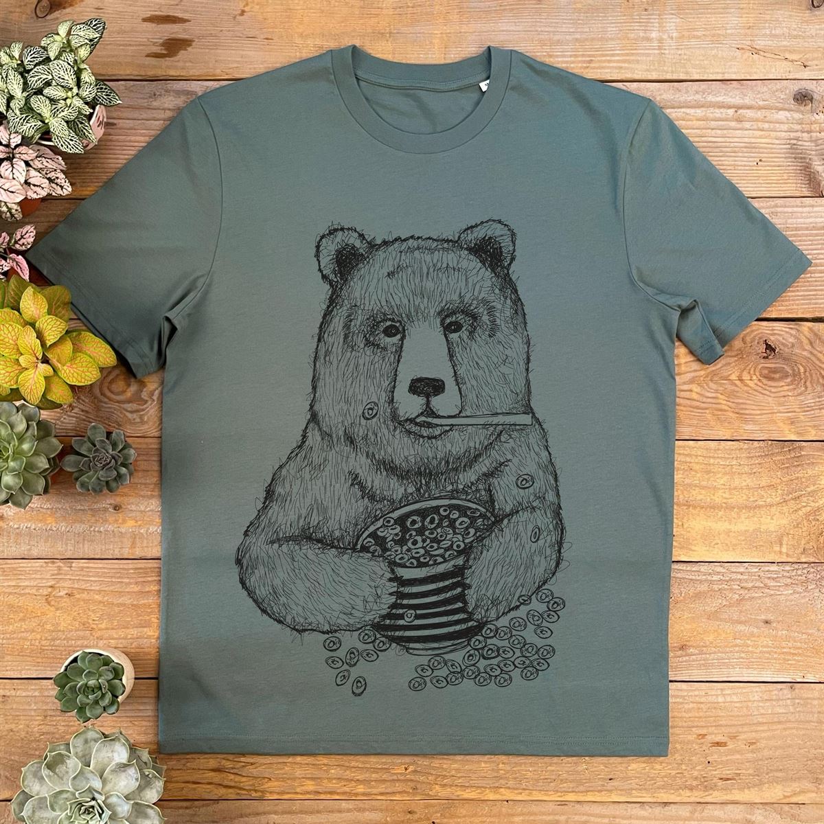 Breakfast Bear T-shirt Fun Tee Gift For Dads Bear Gift Size Up To 5xl