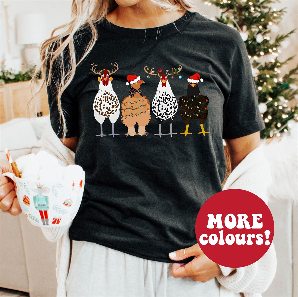 Christmas Chickens T-shirt Chicken T-shirt Christmas Chook T-shirt Chicken Christmas T-shirt Women’s T-shirt Chicken Lovers T-shirt Size Up To 5xl