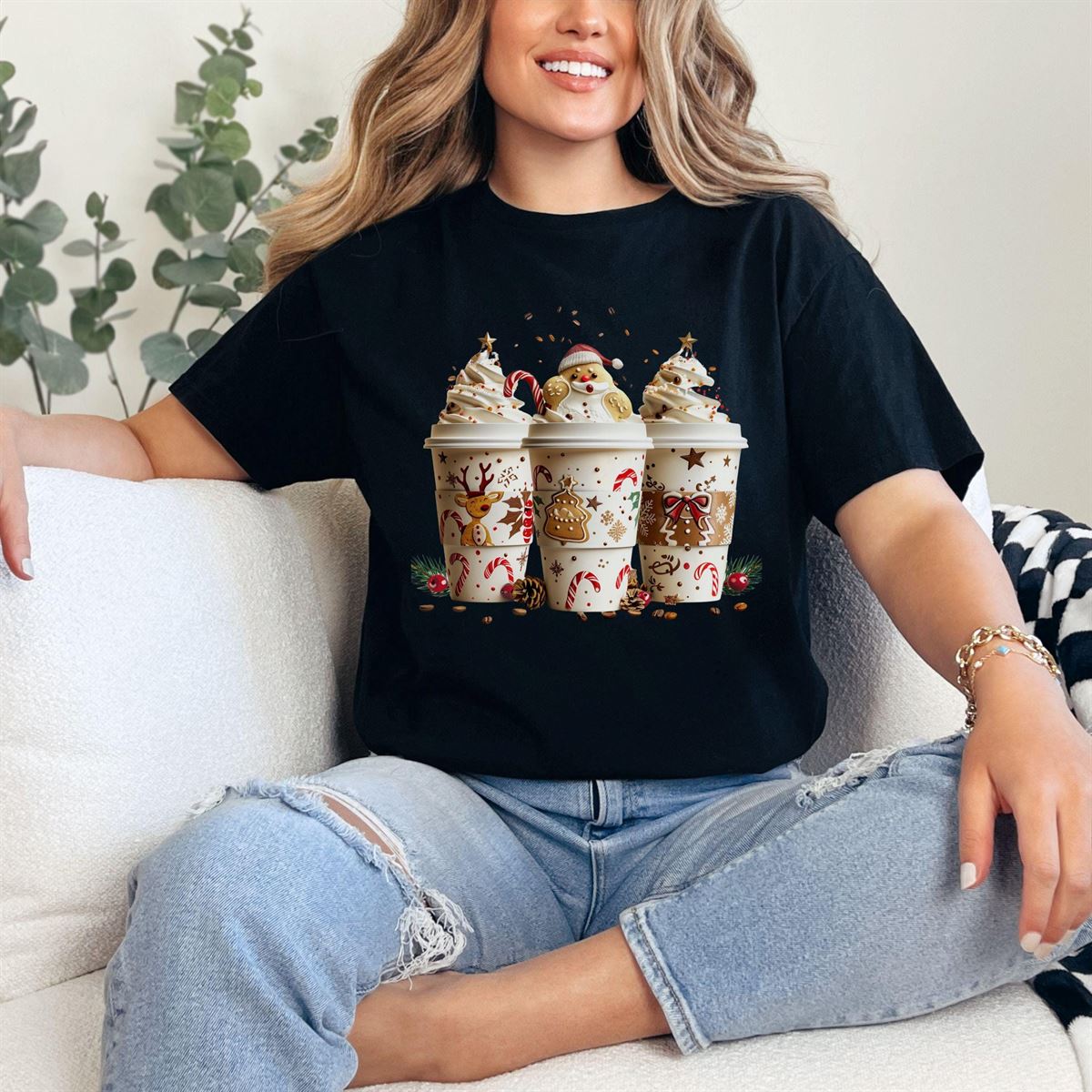 Christmas Coffee Cup T-shirt Festive Fun Christmas Tee Perfect Gift For Coffee Lovers Xmas Fans Full Size Up To 5xl