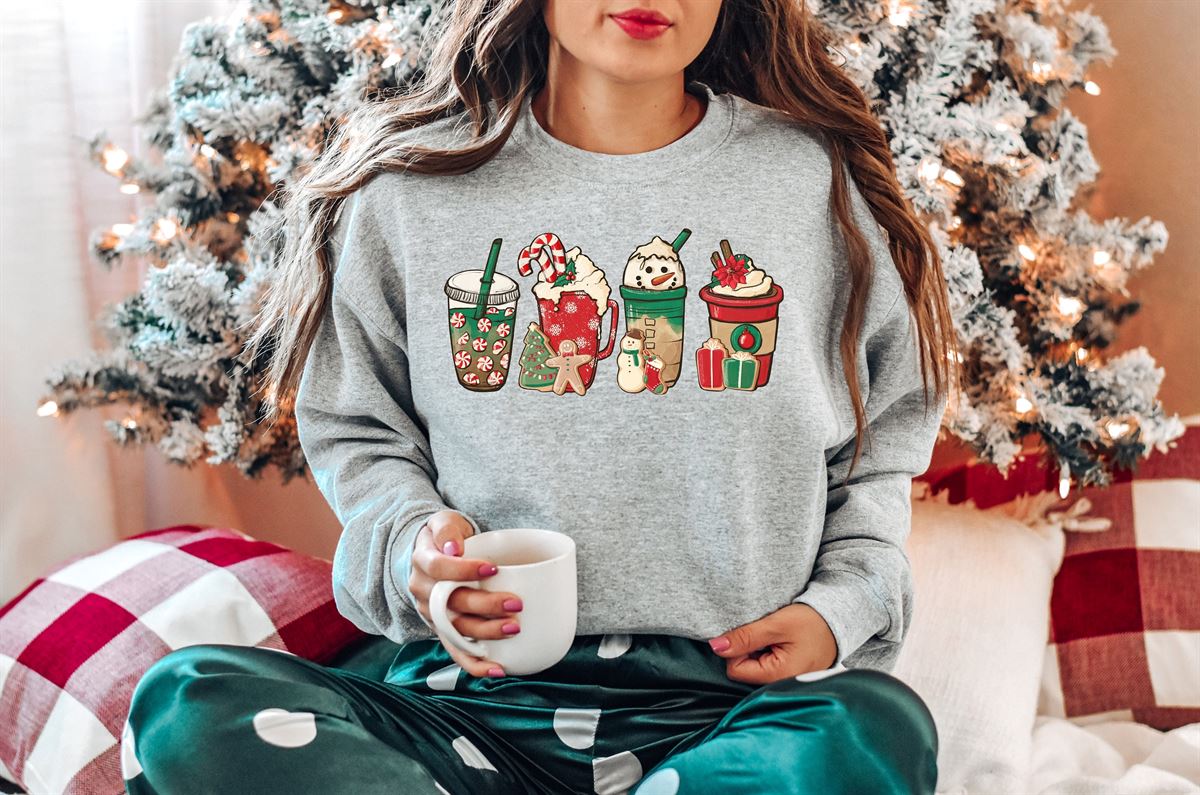 Christmas Coffee Sweatshirt Christmas Sweatshirt Christmas Shirt Coffee Lover Gift Worker Winter Christmas Snowman Latte Coffee Lover Plus Size Up To 5xl