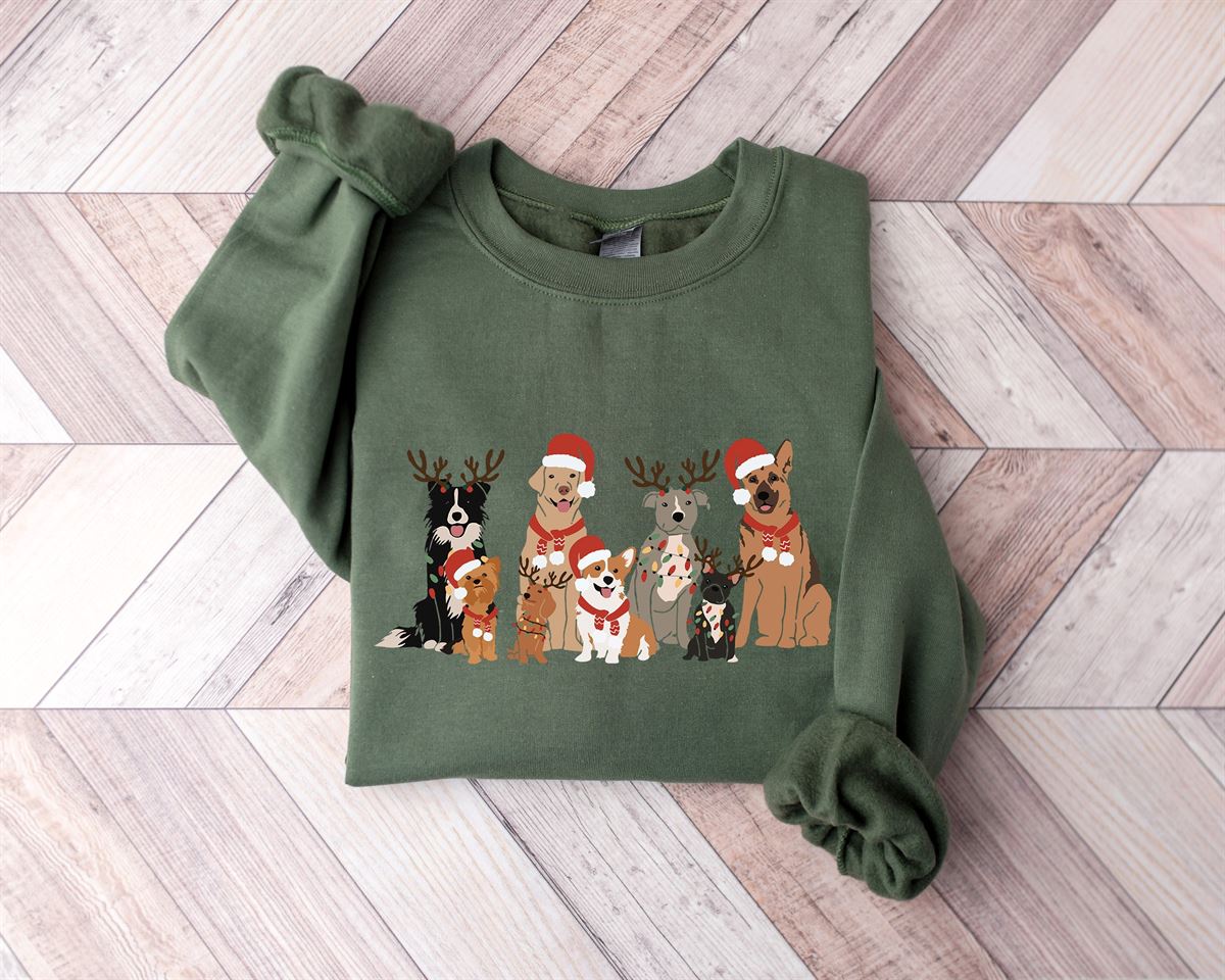 Christmas Dogs Sweatshirt Dog Lover Sweater Holiday Sweater Christmas Shirt Dog Gift Cute Dogs Gift For Dog Lover Dog Mom Shirt Full Size Up To 5xl