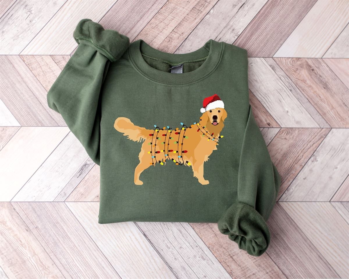 Christmas Golden Retriever Shirt Happy New Year Dog Tshirt Christmas Lights Tee Christmas Dog Tee Golden Mom Tshirt Gift For Dog Lover Full Size Up To 5xl