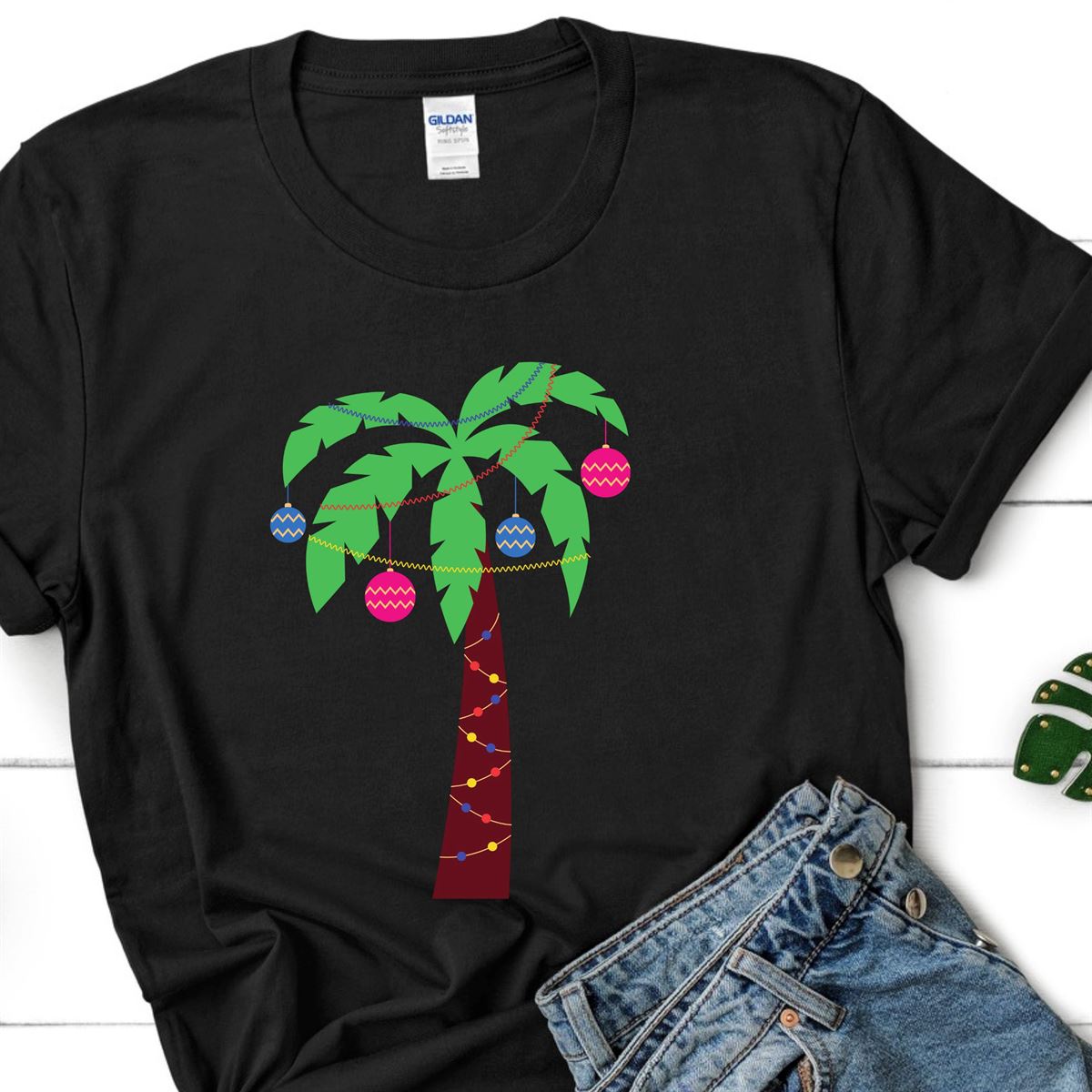 Christmas Lights Palm Treefun Christmas Lights Shirtwomen’s Christmas Shirtcute Christmaschristmas Shirtschristmas Tees For Womenparty Plus Size Up To 5xl