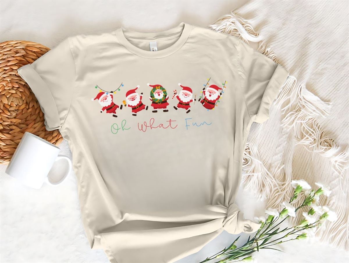 Christmas Santa Claus Shirts Funny Xmas Shirts Christmas Vibes Shirts Santa Claus Tees Oh What Fun Cute Christmas Holiday Shirts Plus Size Up To 5xl