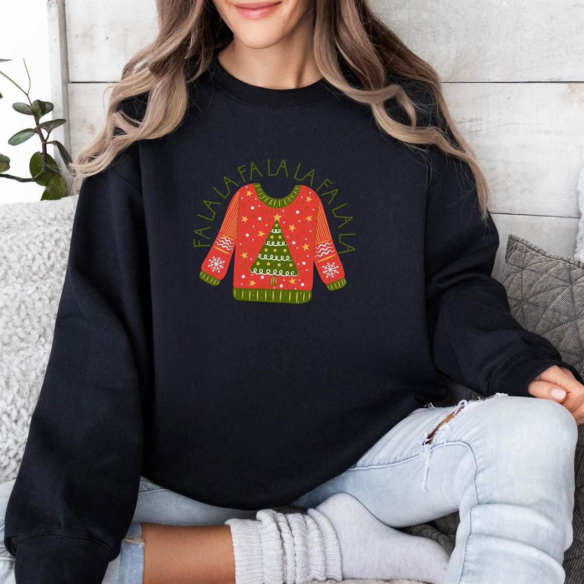 Christmas Sweatshirt Womens Holiday Shirt Men’s Holiday Shirt Red Green Holiday Sweatshirt Fun Christmas Shirt Fa La La Ugly Sweater Size Up To 5xl