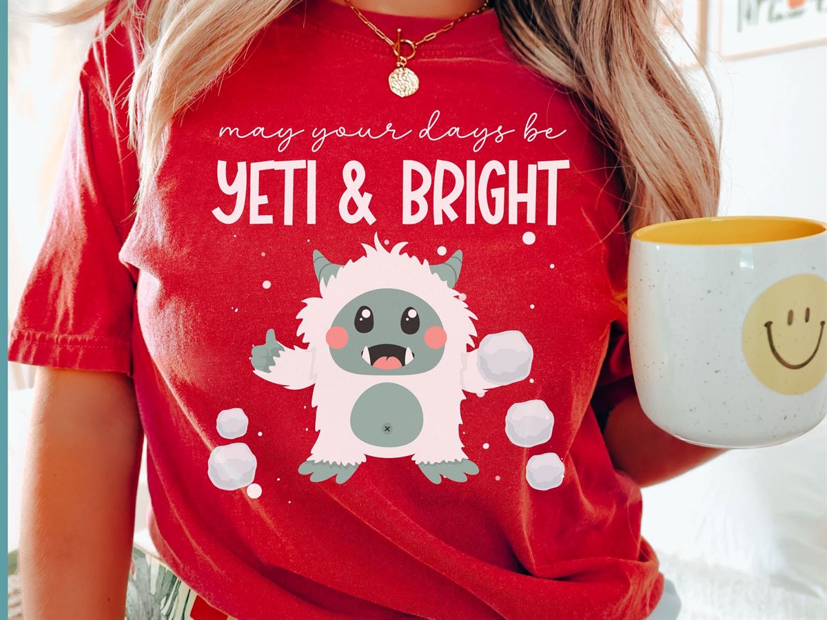 Christmas Yeti Fun Gift Comfort Colors T-shirt Yeti And Bright Frosty Festivities Shirt For Her Yeti’s Winter Wonderland Yuletide Adventure Size Up To 5xl