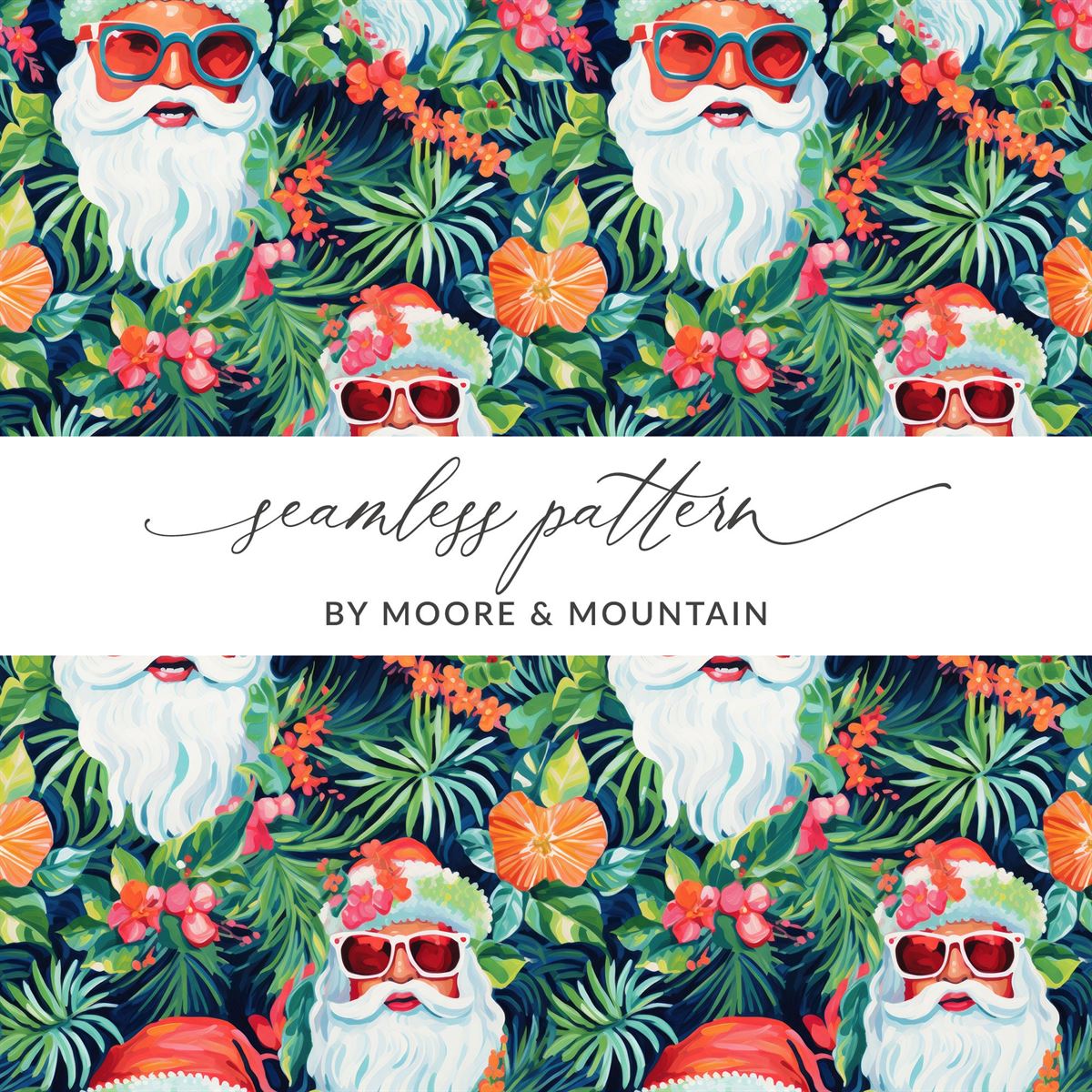 Cool Santa Preppy Seamless Pattern Santa With Sunglasses Seamless Pattern Black Santa Seamless Background Commercial Use Full Size Up To 5xl