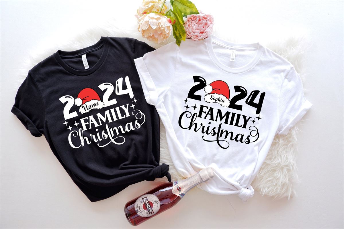 Custom Name 2024 Family Christmas Shirt Christmas Family Matching Shirt Christmas Family Pajamas Christmas Crew Shirt Family Christmas Plus Size Up To 5xl