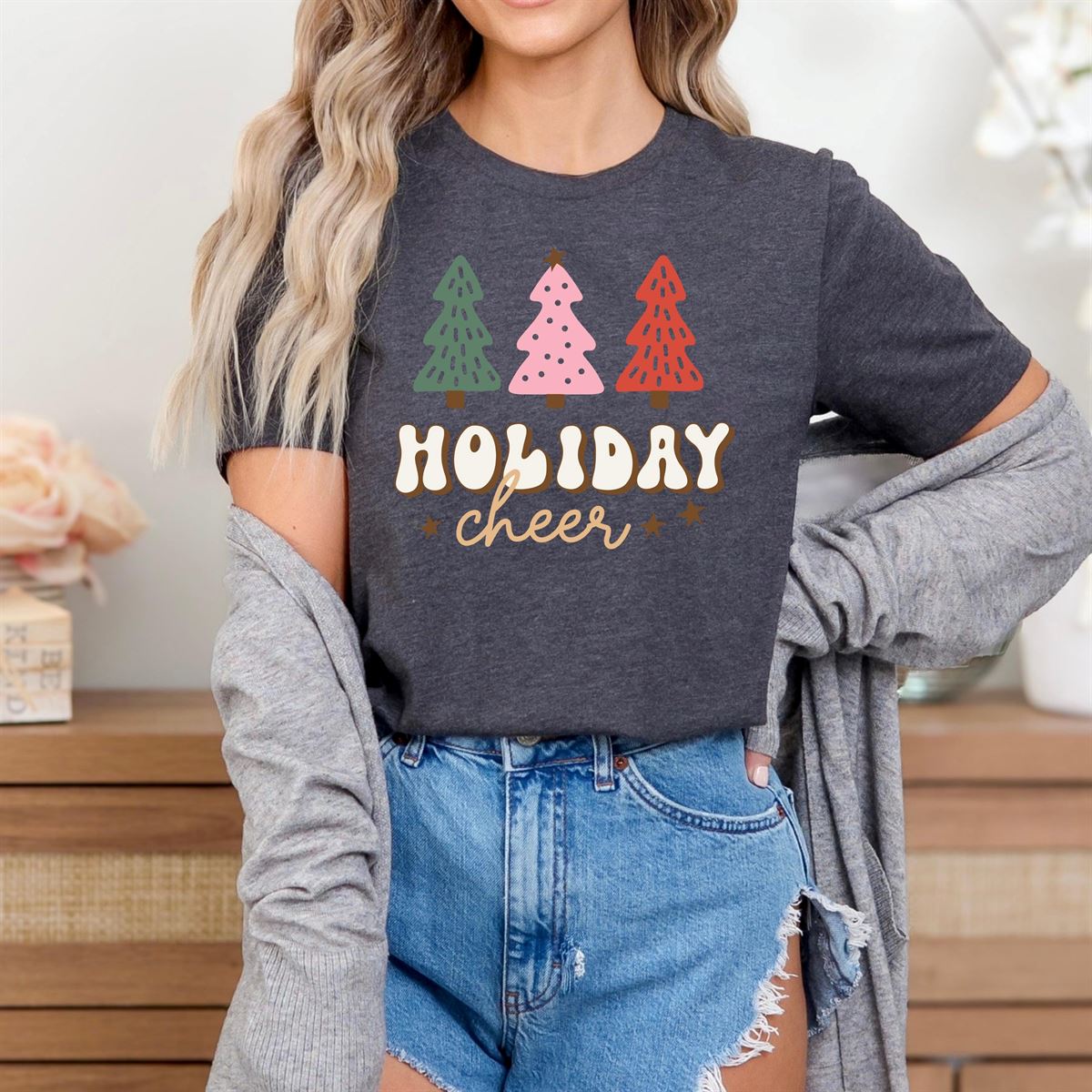 Cute Retro Holiday Cheer Shirt Christmas Cheer Shirt Fun Holiday Shirt Cute Christmas Shirt Women’s Christmas T-shirt Full Size Up To 5xl