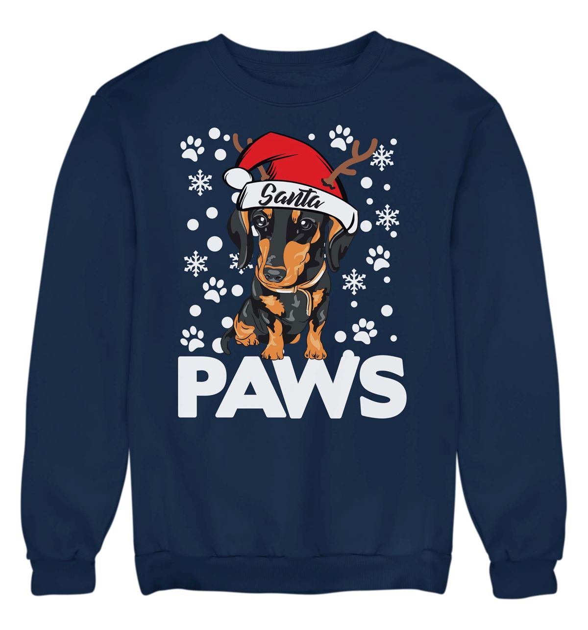 Cute Santa Paws Dachshund Christmas Jumper Sweatshirt Adults Kids Gift Present Plus Size Up To 5xl