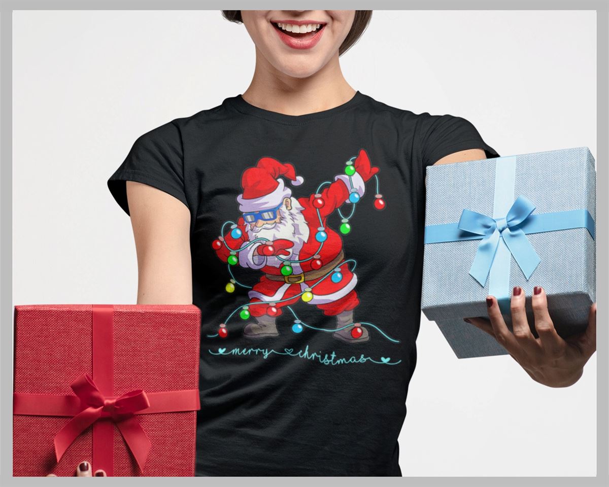 Dabbing Santa Christmas Shirt Ladies Organic Christmas Shirt Christmas T-shirt Funny Christmas Gift Idea Xmas Tee Gift Size Up To 5xl