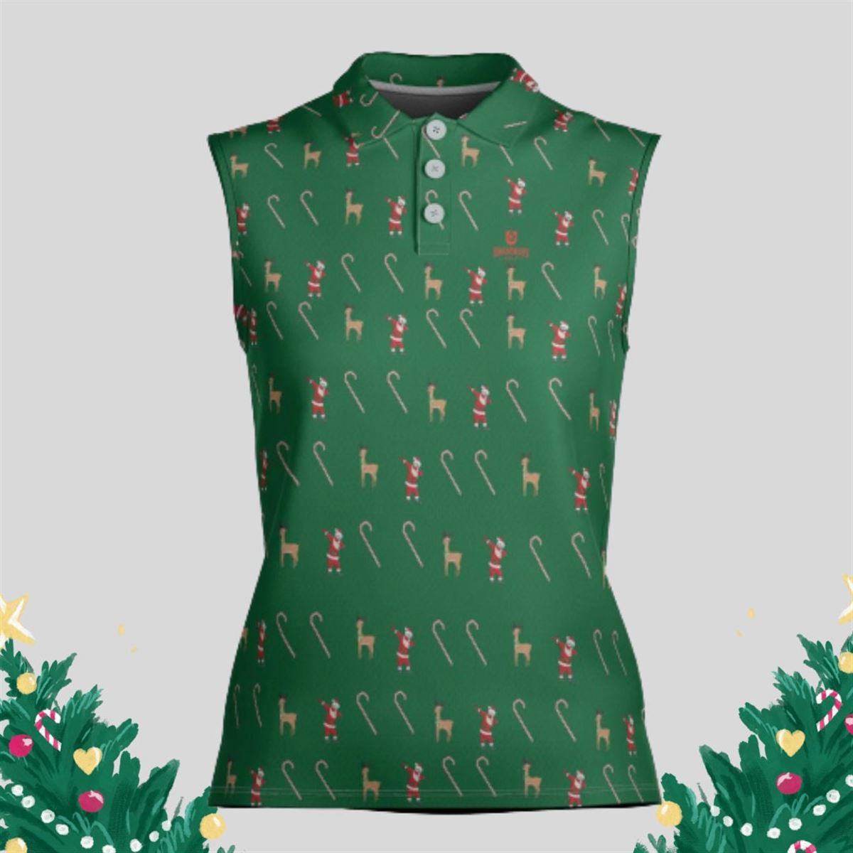 Dabbing Santa Christmas Sleeveless Golf Polo Shirt For Women Christmas Shirts Golf Shirt For Women Cute Shirts For Women Golf Gifts Full Size Up To 5xl