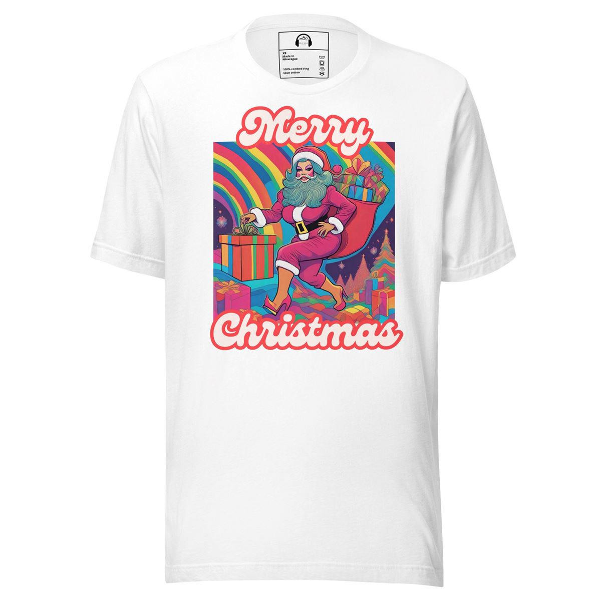 Drag Queen Santa Psychedelic Merry Christmas Unisex T-shirt Plus Size Up To 5xl