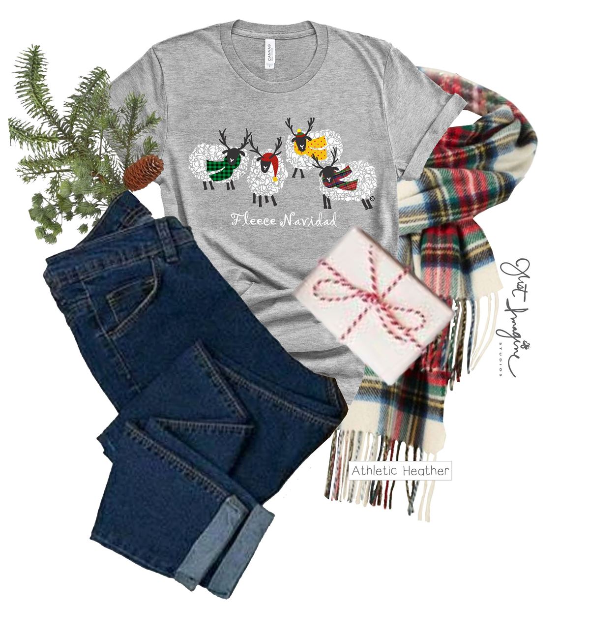 Fleece Navidad Woman’s Holiday Shirt Women’s Xmas Shirt Winter Tee Chic Winter Tshirtholiday Tee Womens Xmas Shirt Christmas Shirt Plus Size Up To 5xl