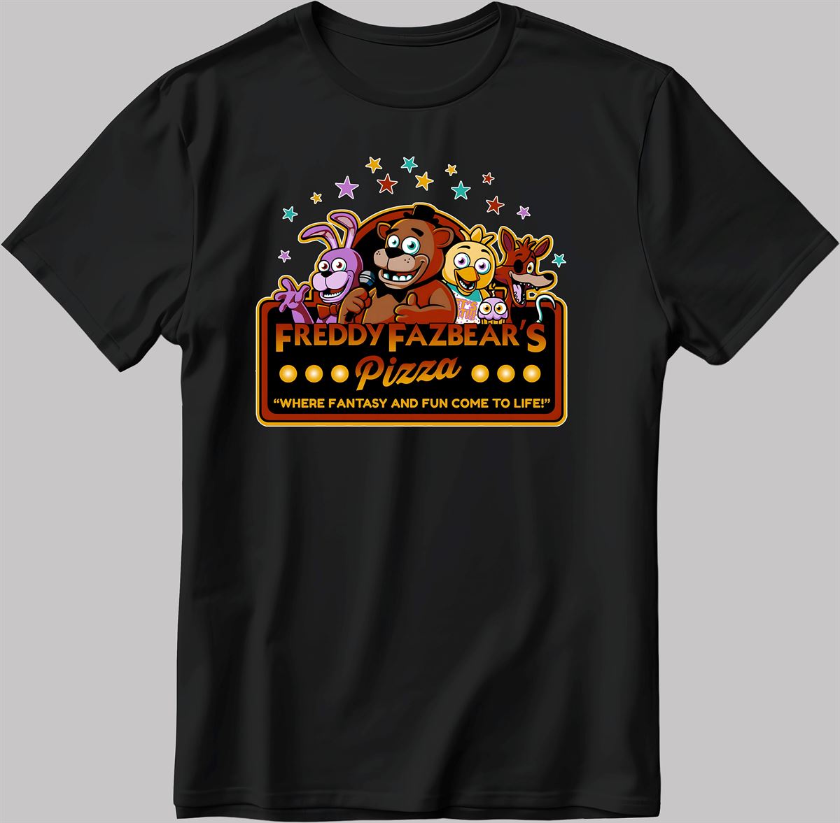 Freddyfazbear’s Pizza Where Fantasy And Fun Short Sleeve White-black Men’s Women’s T Shirt E129 Plus Size Up To 5xl