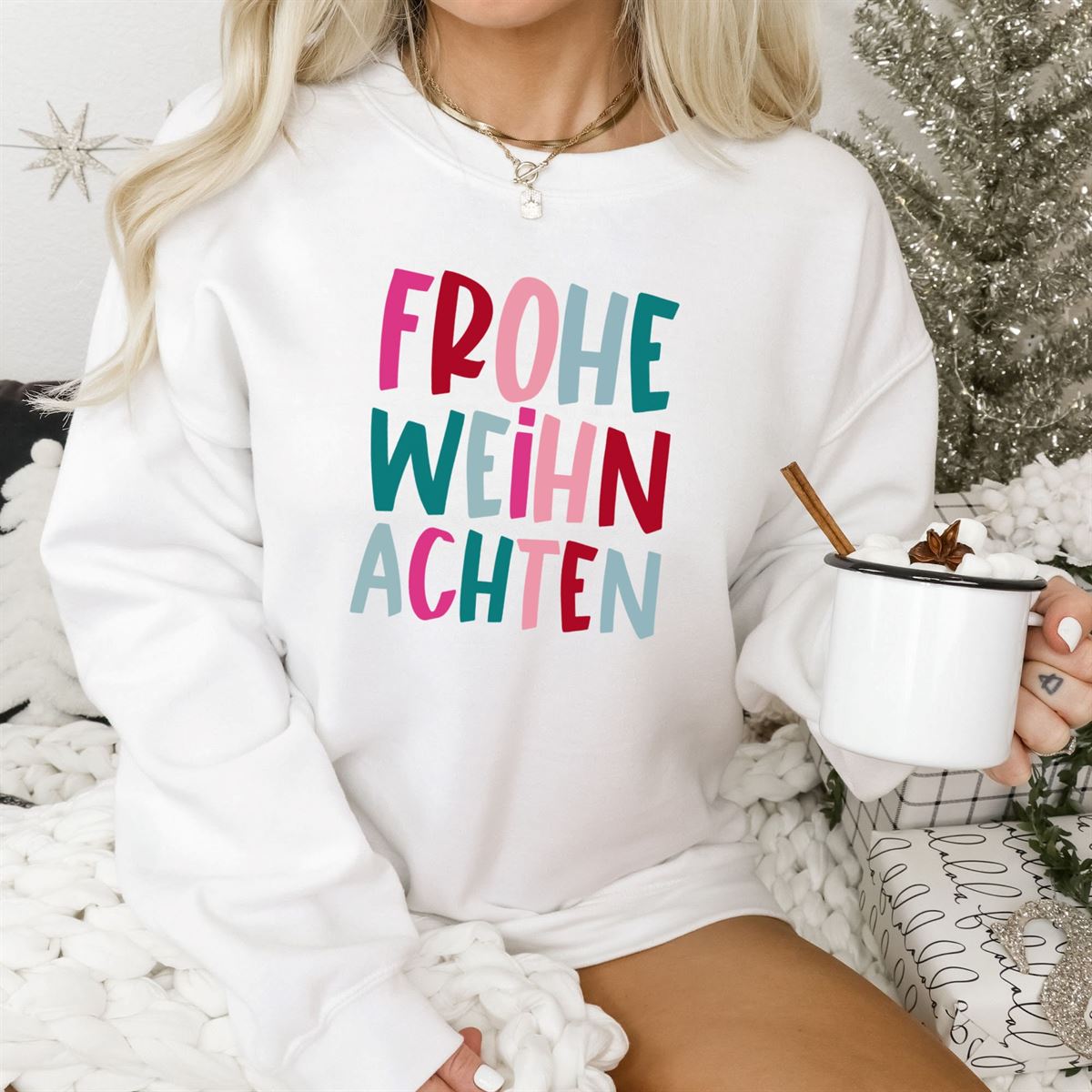 Frohe Weihnachten Shirt Women German Christmas Shirt German Gift Fun Christmas Shirt Women’s Holiday Shirt Winter Shirt Full Size Up To 5xl