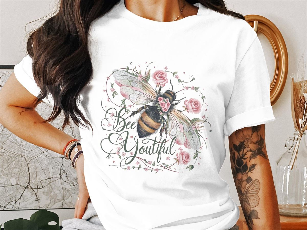 Funny Bee Shirt For Women Ladyfit Bee Youtiful T-shirt Cute Bee Design Top Fun Graphic Tee For Ladies Casual Bee Lover Shirt Full Size Up To 5xl