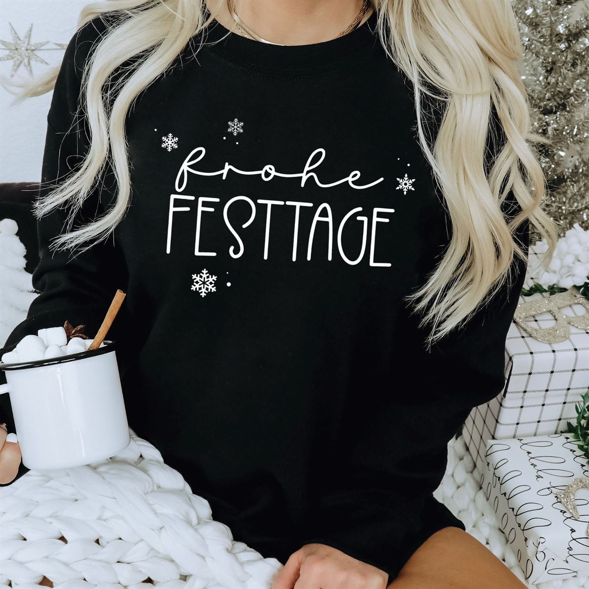 German Gifts Frohe Festtage Shirt Women Happy Holidays Shirt German Shirt Fun Christmas Shirt Women’s Holiday Shirt Winter Shirt Full Size Up To 5xl