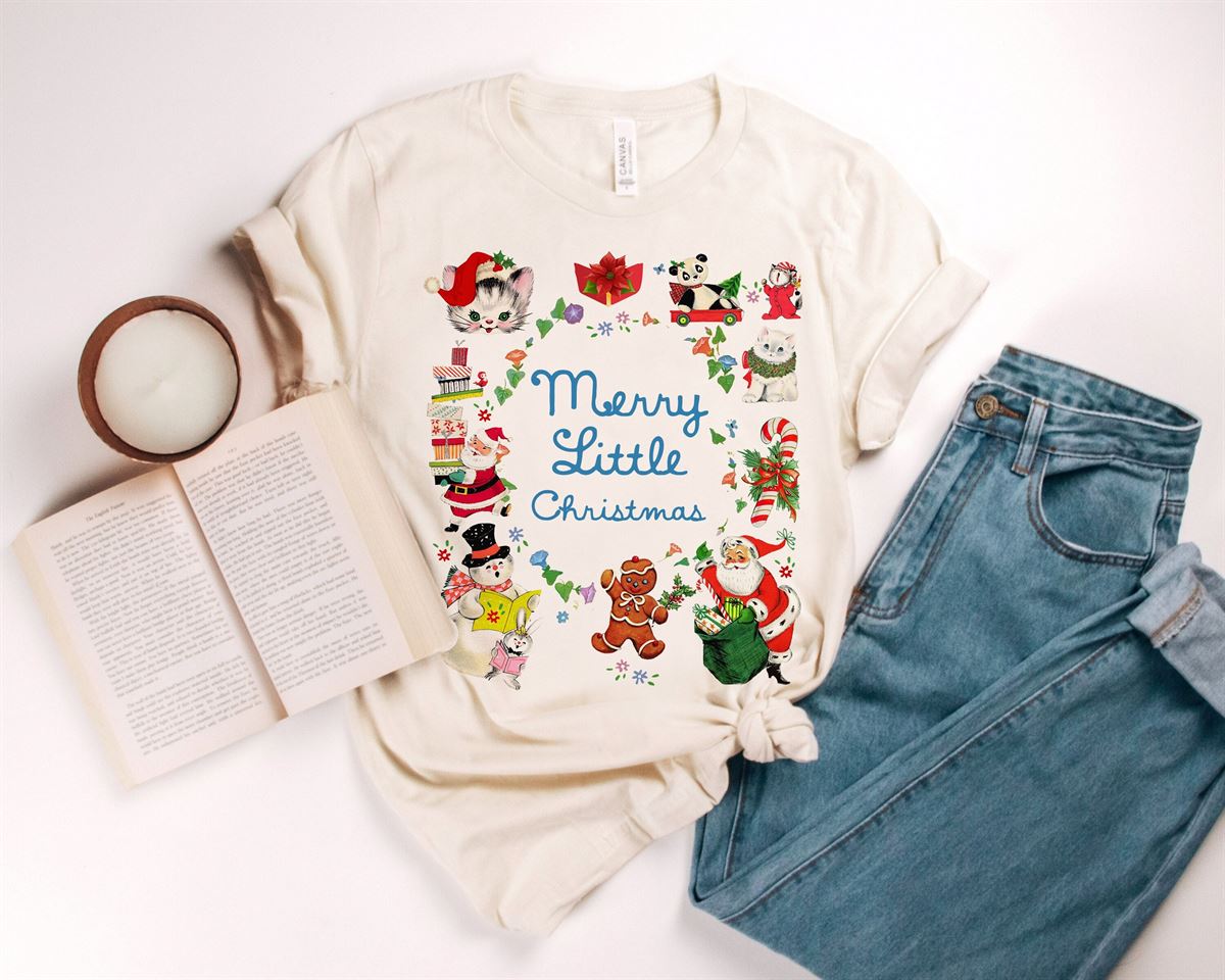 Golden Merry Little Christmas Little Things Holidays Vintage Graphic Size Up To 5xl