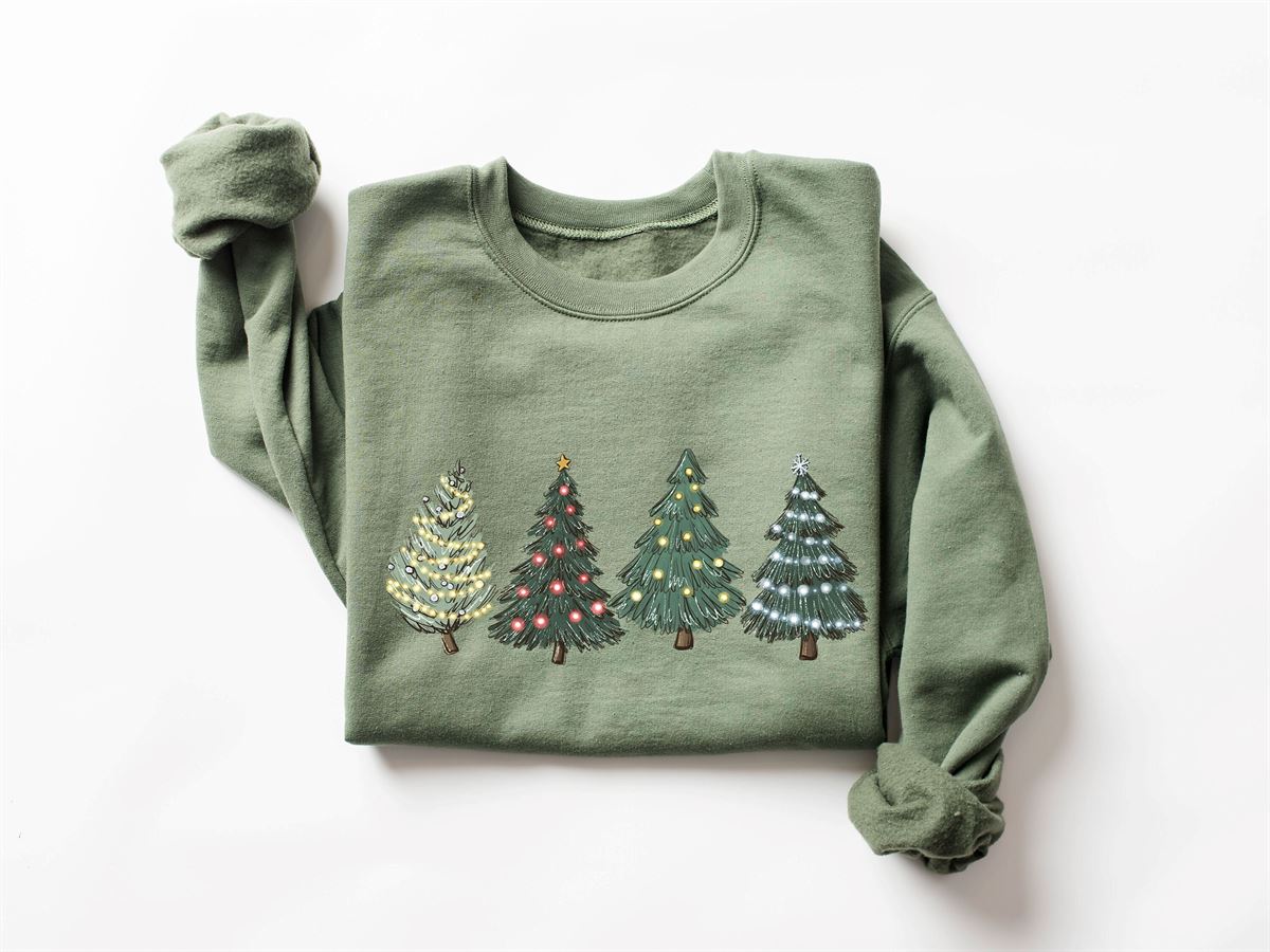 Green Tree Christmas Sweater Christmas Sweater Christmas Crewneck Christmas Tree Sweatshirt Holiday Sweaters For Women Winter Sweatshir Plus Size Up To 5xl