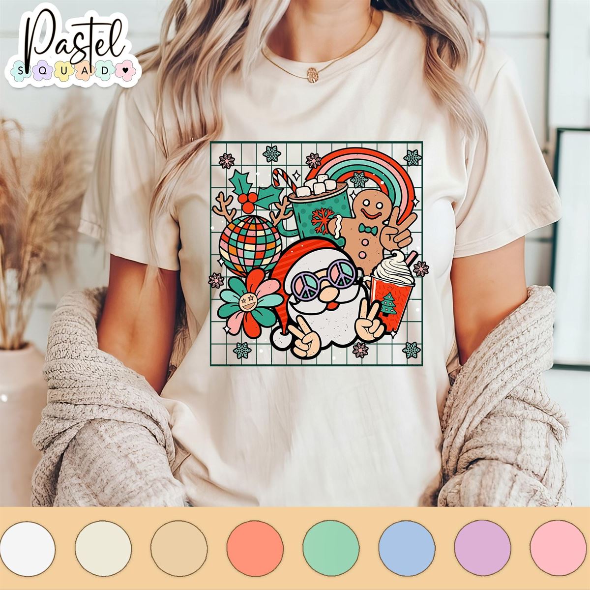 Groovy Christmas Shirt Retro Christmas Tee Holiday Vibes Tshirt Fun Christmas Party Gifts Christmas Gift Shirt For Family Friends Plus Size Up To 5xl