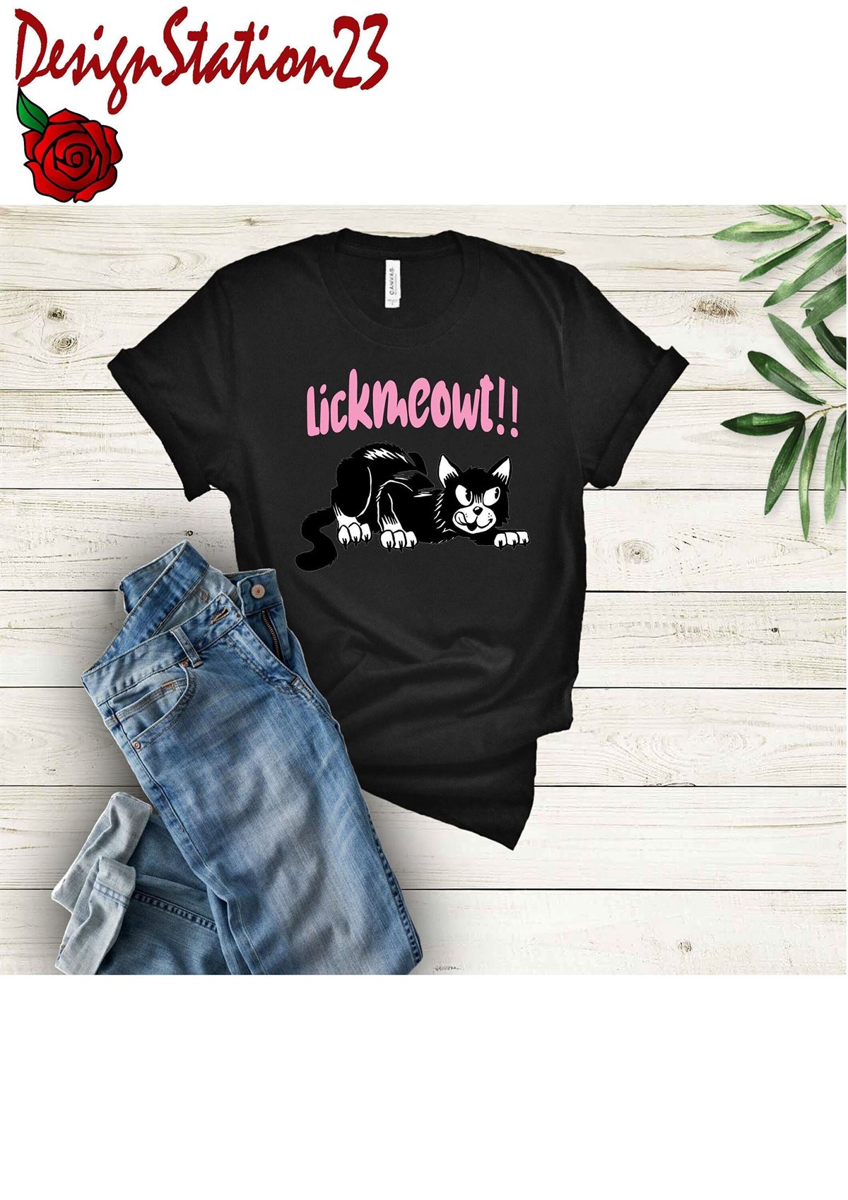 Lick Meowt Funnovelty Adult Humour Womens Black T-shirt Womens Tshirts Womens Fashion Superior Prints Plus Size Up To 5xl