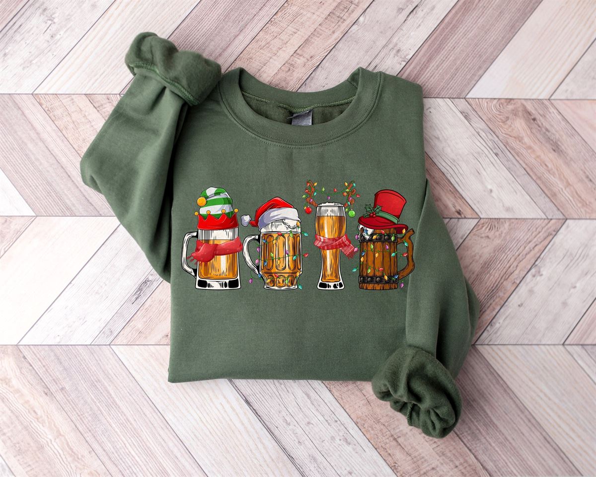 Merry Christmas Beers Shirtchristmas Drinking Shirt Santa Beer Christmas Lights Shirtbeer Lover Shirtchristmas Drinkingchristmas Beers Plus Size Up To 5xl