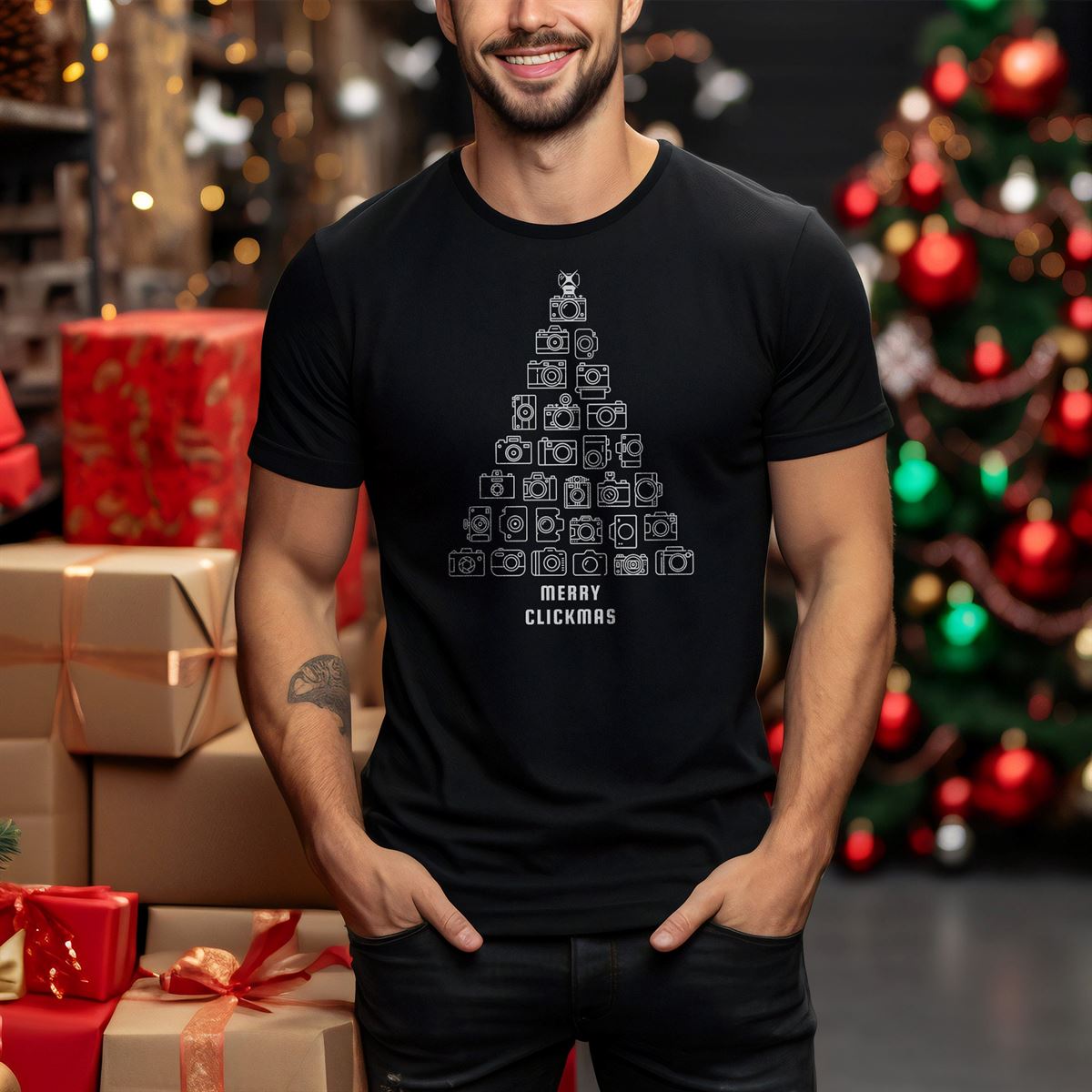 Merry Clickmas Christmas T-shirt For Photographers Tee Shirt Gift For Photography Lover Camera Christmas Tree Fun Photographer Top T Shirt Size Up To 5xl