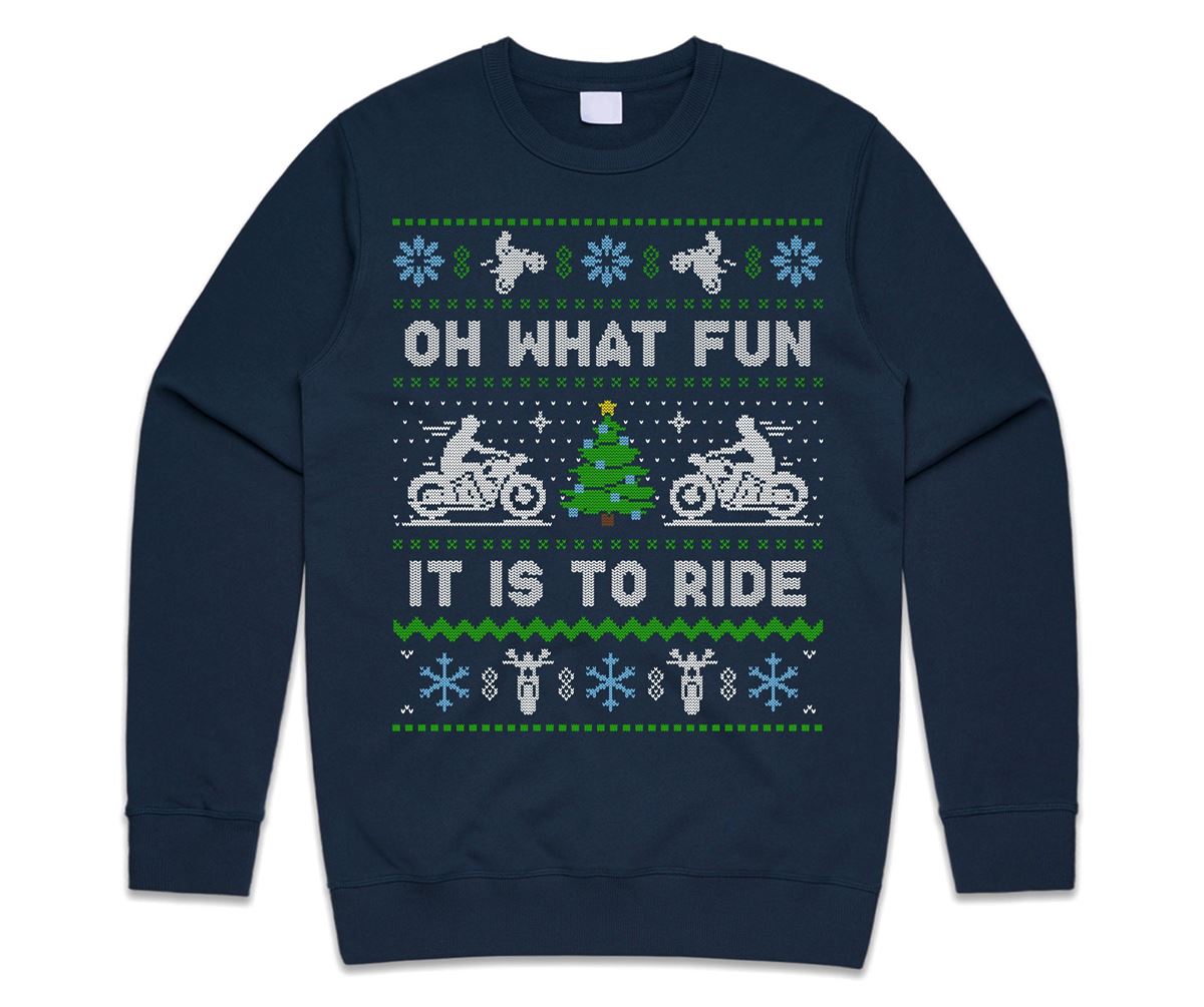 Motorbike Oh What Fun It Is To Ride Jumper Sweater Sweatshirt Christmas Biking Biker Motorcycle Xmas Size Up To 5xl