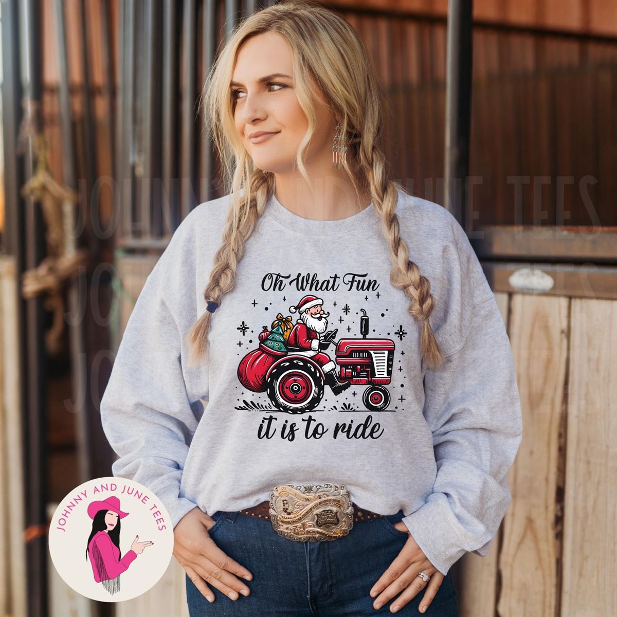 Oh What Fun It Is To Ride Comfort Colors Sweatshirt Farmer Christmas Christmas Tractor Shirt Womens Holiday Sweaters Christmas On The Farm Plus Size Up To 5xl