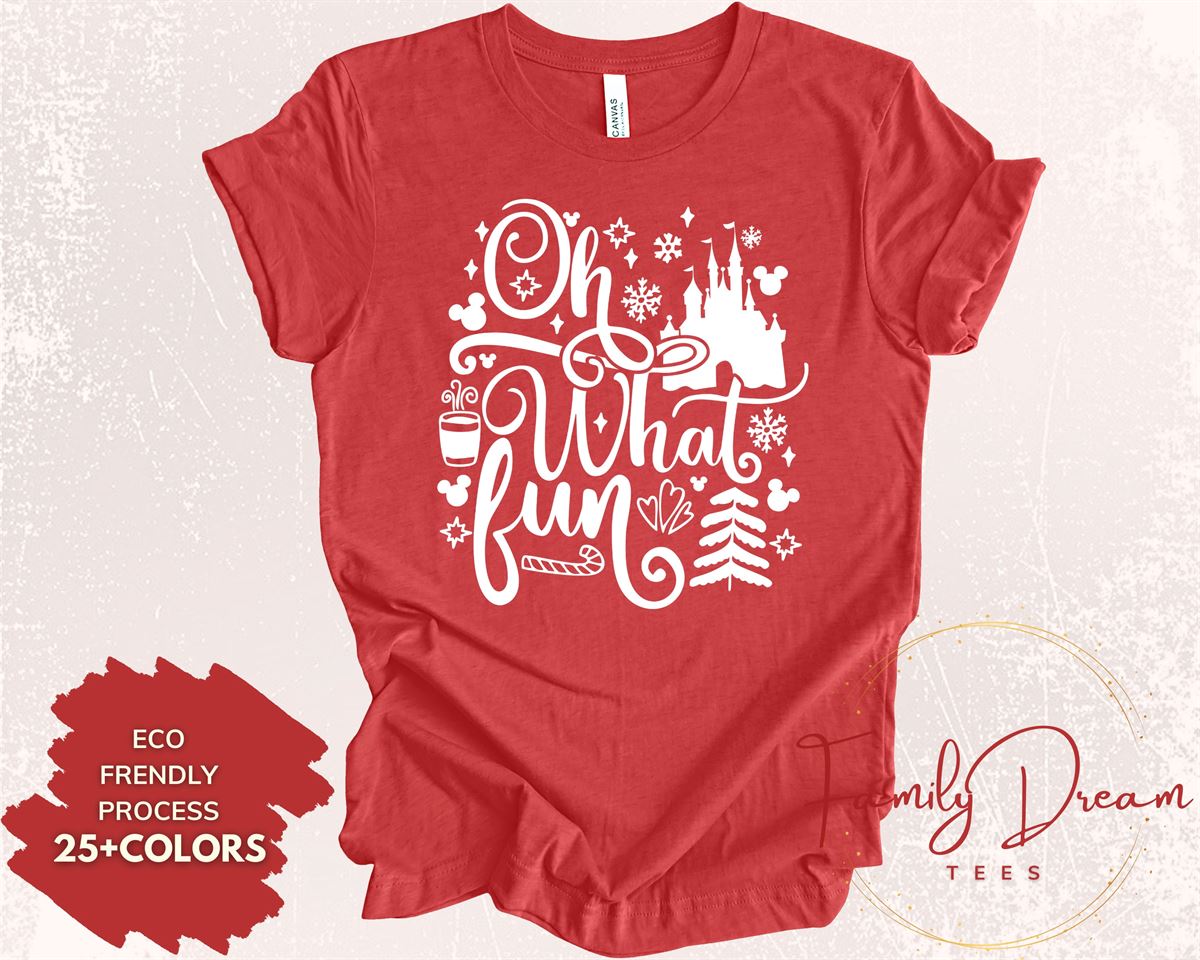 Oh What Fun Shirt Magic Kingdom Christmas Retro Xmas Gift Disney Matching Shirts Christmas Magical T-shirt Women’s Holiday Shirt Size Up To 5xl