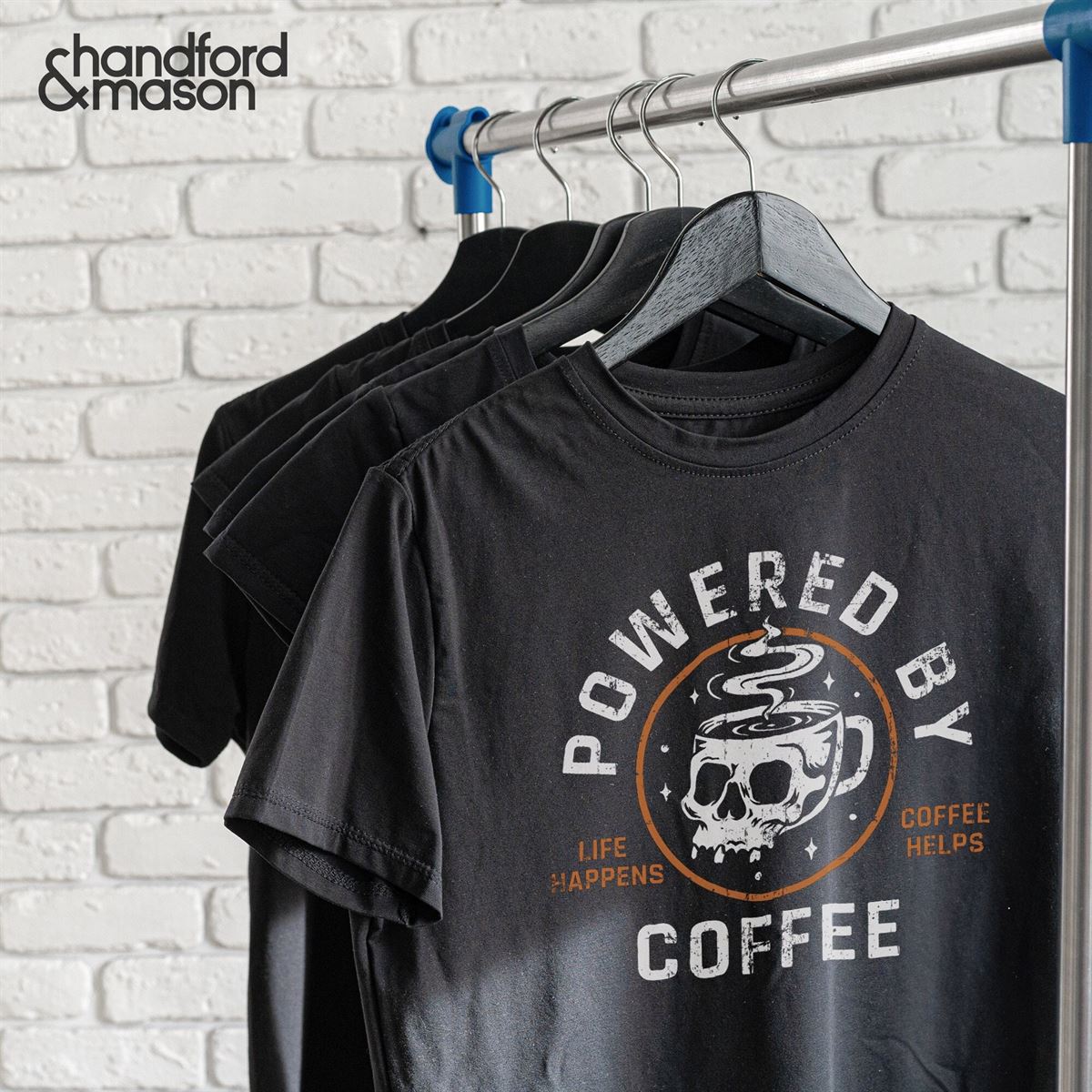 Powered By Coffee Graphic Tee Unisex Caffeine Junkie Cool T-shirt Unique Gift For Coffee Lover Fun Retro Skull Mug Plus Size Up To 5xl