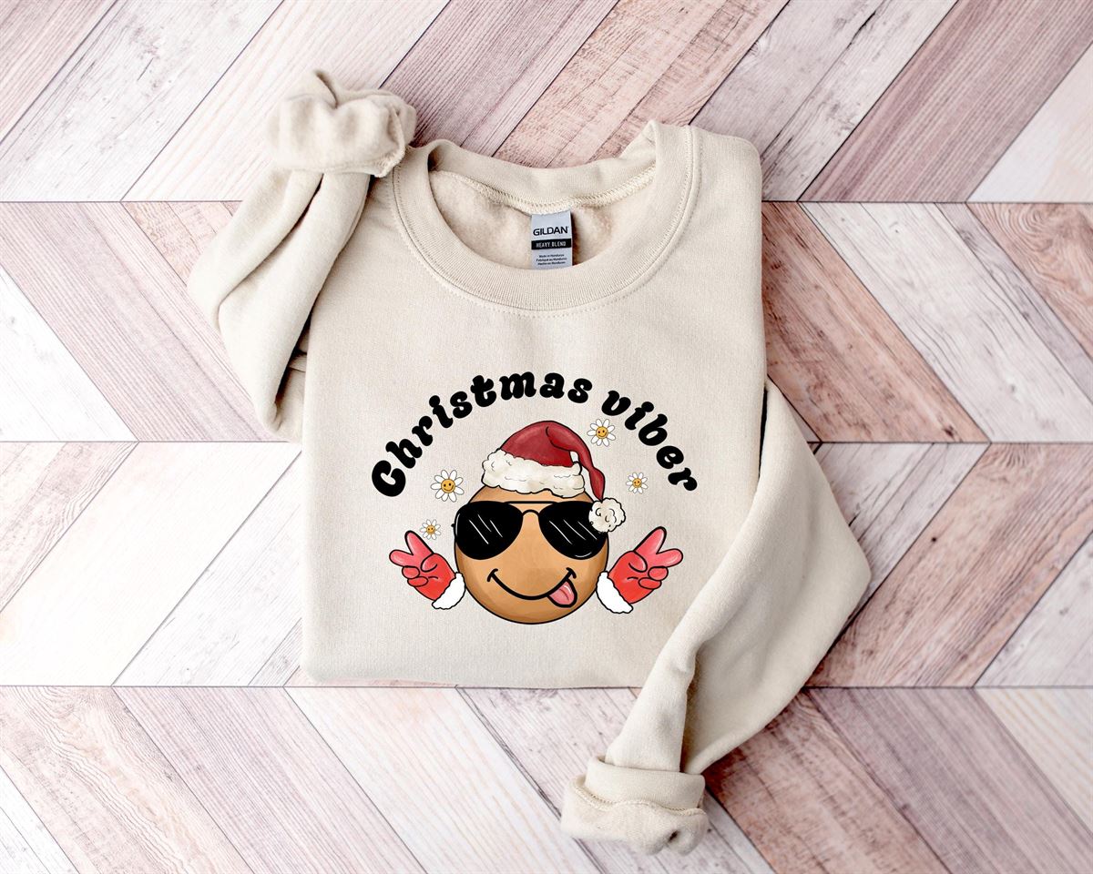 Retro Christmas Viber Shirt Womens Christmas Sweatshirt Gingerbread Cool Guy Sticker Shirt Cute Emoji Fun Christmas Shirt Winter Sweater Full Size Up To 5xl