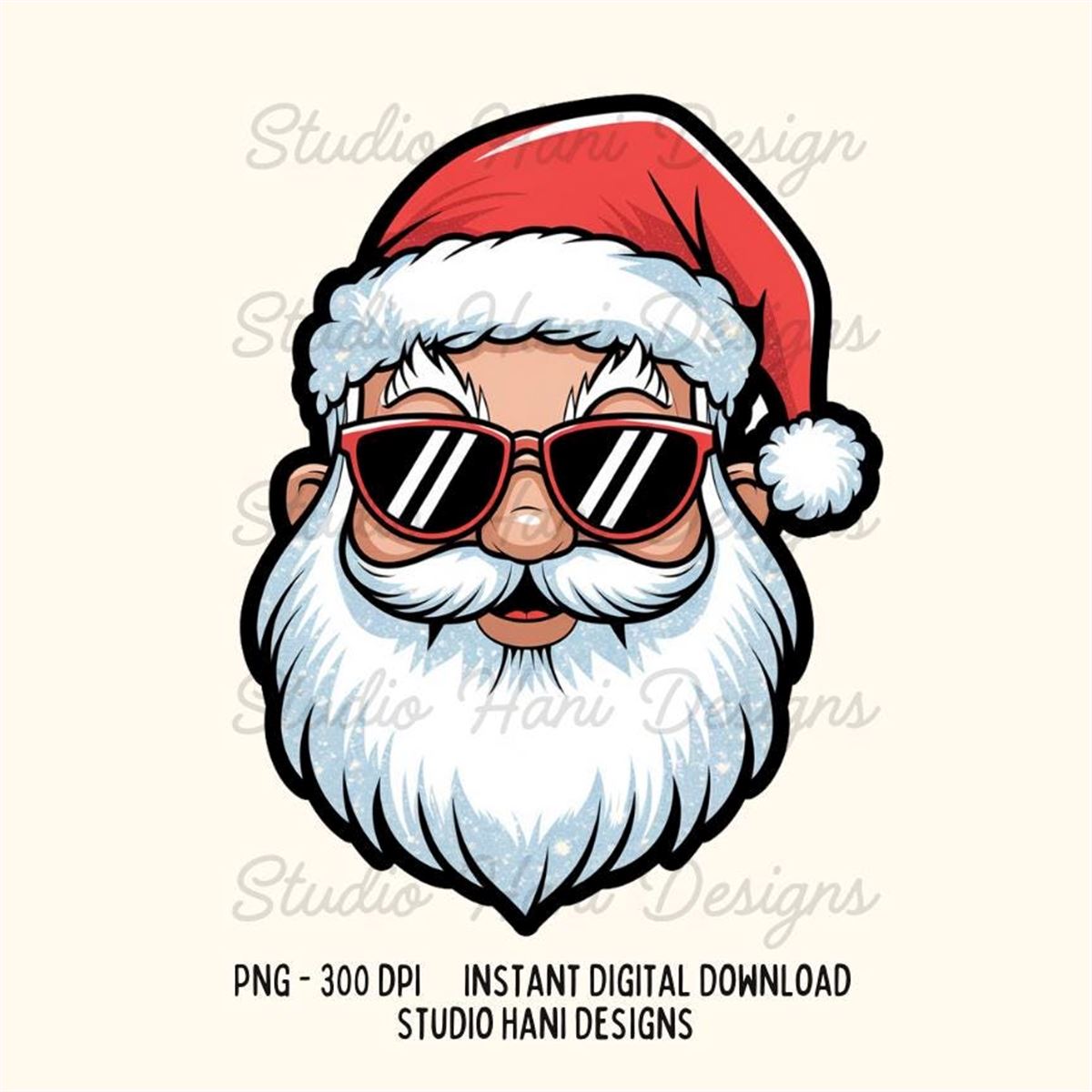 Retro Cool Santa With Sunglasses Png Clipart Trendy Christmas Holiday Groovy Sticker Heat Transfers Sublimation Commercial Digital Download Size Up To 5xl