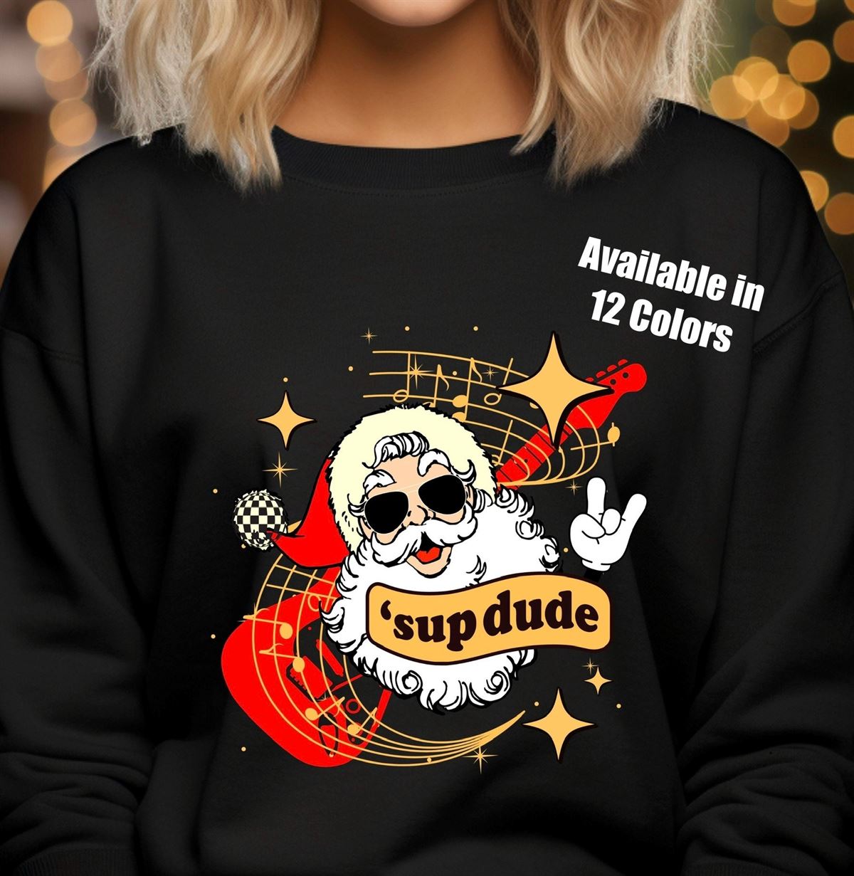 Retro Santa Cool Santa Sweatshirt Rock Christmas Shirt Rock And Roll Santa Music Lover Christmas Shirt Music Christmas Sweatshirt Size Up To 5xl