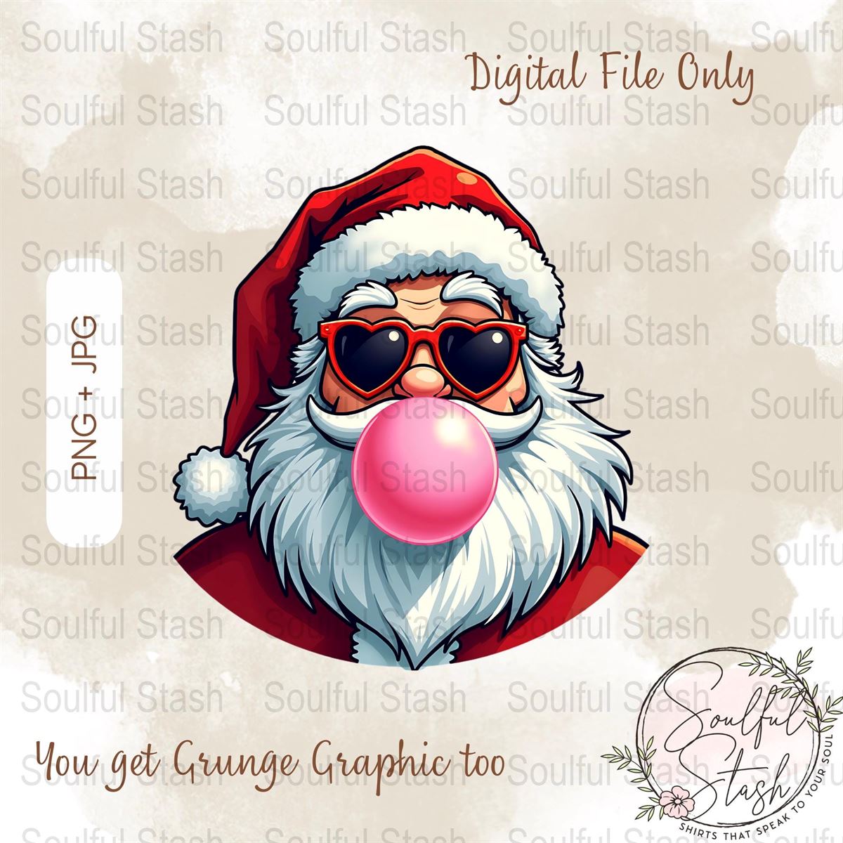 Santa Claus With Sunglasses Png Cool Christmas Sublimation Design Hipster Santa Shirt Graphic Bubble Gum Mug Art Plus Size Up To 5xl