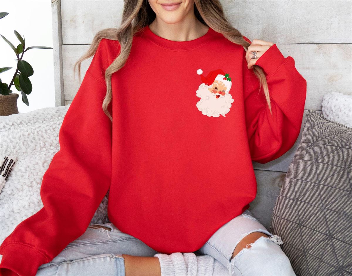 Santa Pocket Sweatshirt Christmas Santa Sweatshirt Santa Sweater Womens Christmas Sweatshirt Christmas Gift Retro Santa Sweatshirt Size Up To 5xl