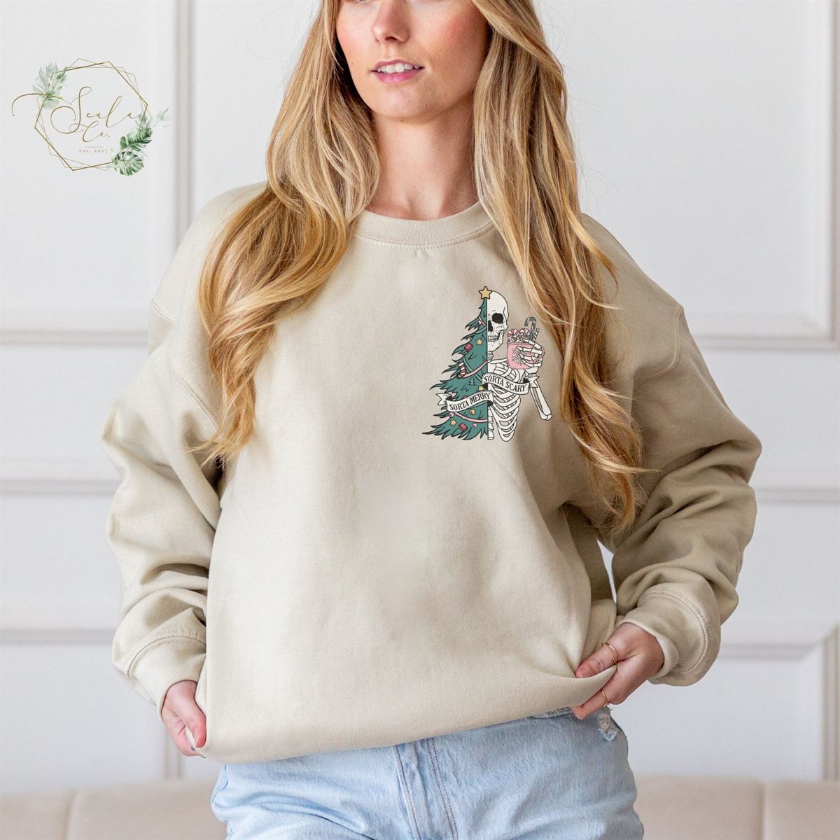 Sorta Merry Sorta Scary Sweatshirt Fun Christmas Halloween Mix Spooky Christmas Unique Festive Top Quirky Holiday Shirt Full Size Up To 5xl