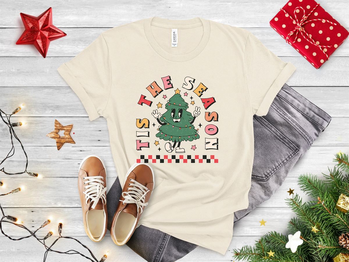 Tis The Season Tshirt Funny Christmas Tshirt Funny Christmas Party Tshirt Retro Christmas Tshirt Full Size Up To 5xl