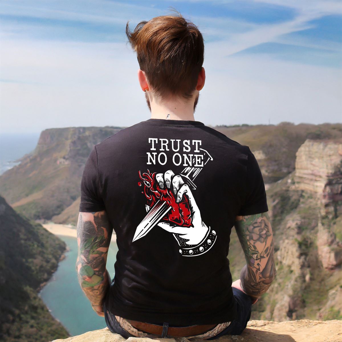 Trust No One T-shirt Black Oldschool Newschool Tattoo Trust No One Loyalty Friendship Christmas Gift Christmas Crewneck Size Up To 5xl