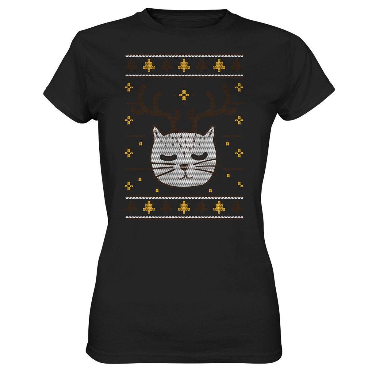 Ugly Christmas Cat Reindeer Cats Gift Idea Christmas Tree T-shirt – Women’s Premium Shirt Plus Size Up To 5xl