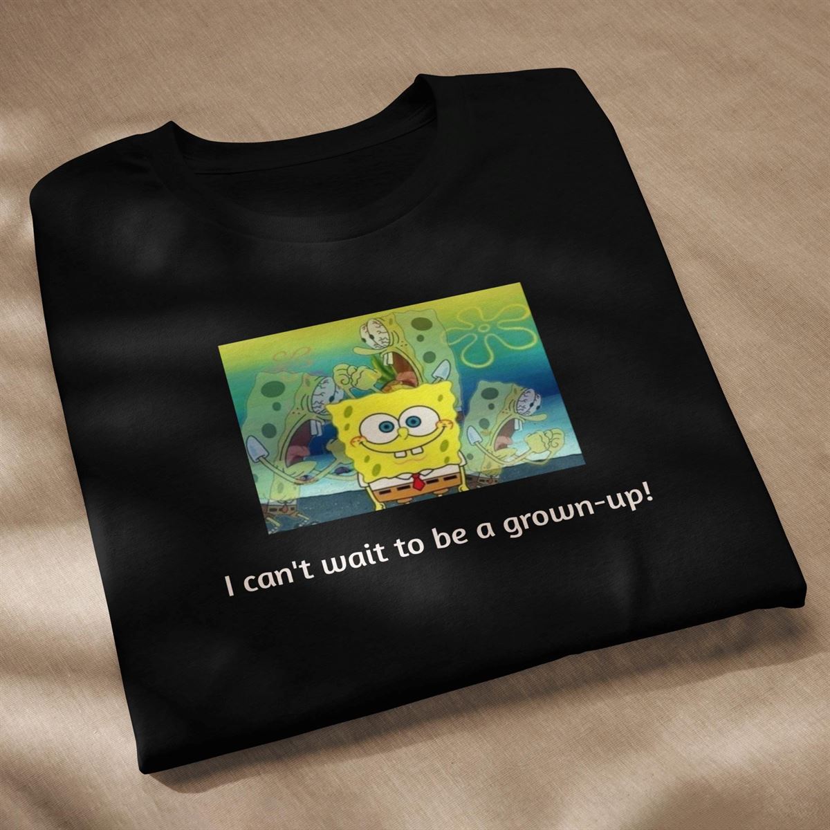 Unisex Staple Eco T-shirt Spongebob Meme Design Funny Quote Blue And Black Style Amazing Gift For Birthday Or Christmas High Quality Prints Full Size Up To 5xl