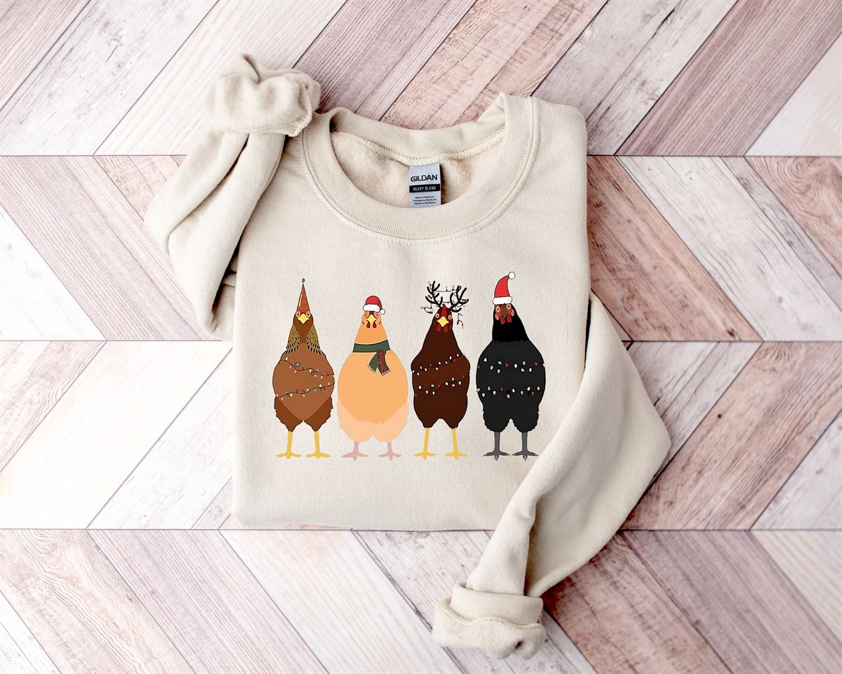 Ute Christmas Chickens Sweatshirt Funny Christmas Chicken Sweatshirt Christmas Crewneck Holiday Sweatshirt Christmas Farm Sweatshirt Plus Size Up To 5xl