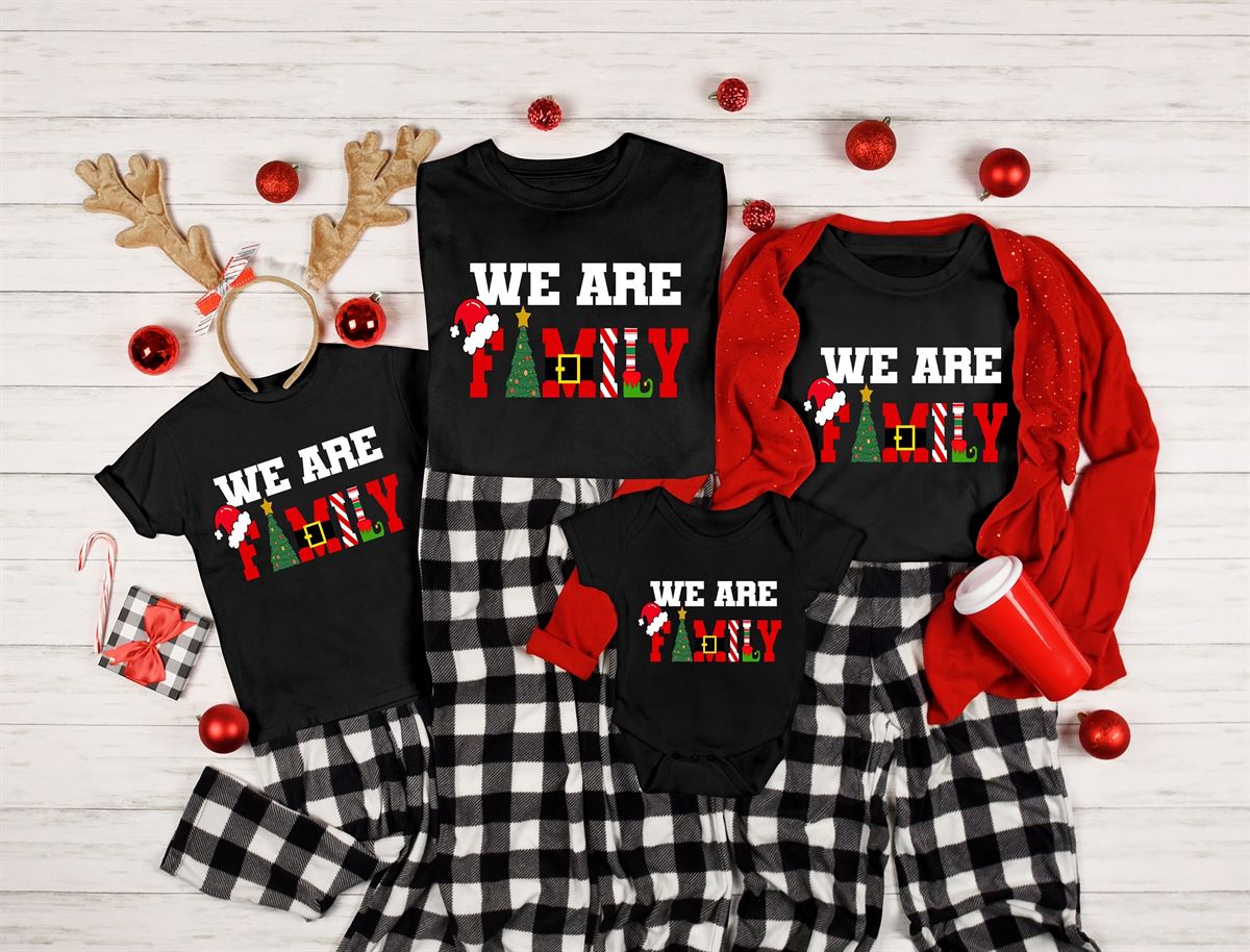 We Are Family Shirt Matching Christmas Christmas Pajama Family Shirt Family Christmas Christmas Shirt Family Christmas Tee Pjs Plus Size Up To 5xl