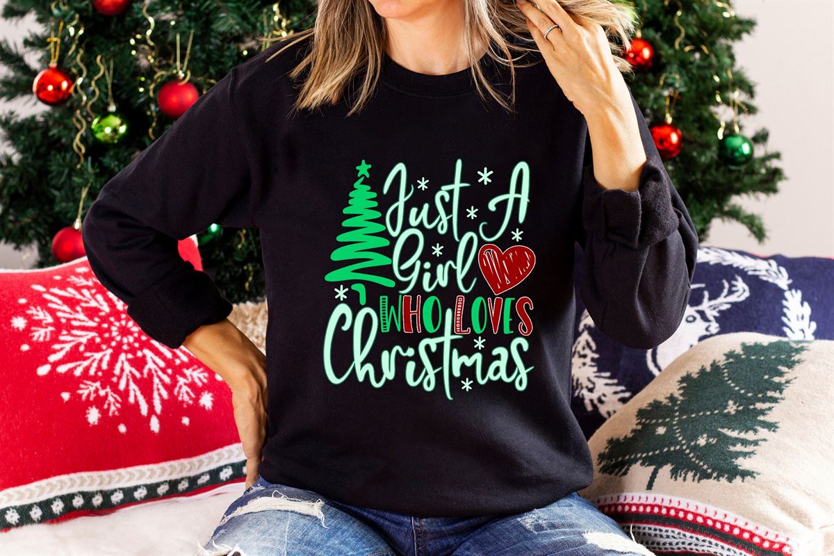 Women’s Christmas Long Sleeves Shirt Just A Girl Who Loves Christmas Christmas Gift Shirt Christmas Lover Shirt Holiday Winter Shirt Size Up To 5xl