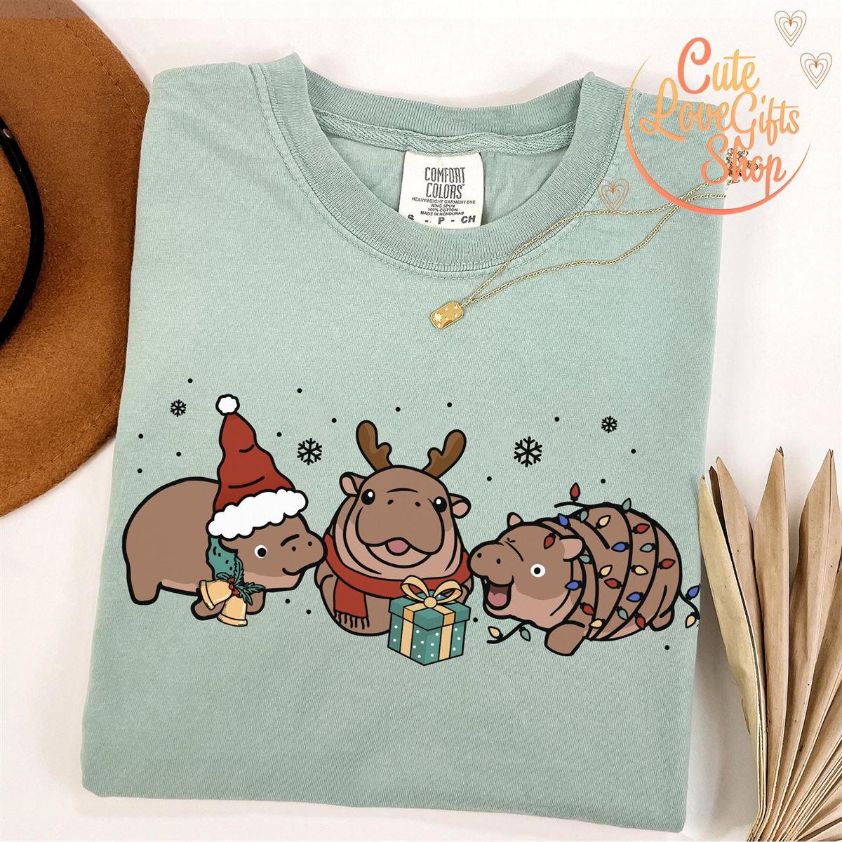 Xmas Moo Deng Comfort Colors Shirt Baby Pygmy Hippo Moo Deng Shirt Moo Deng Christmas Shirt Trendy Christmas Costumechristmas Sweatshirt Size Up To 5xl