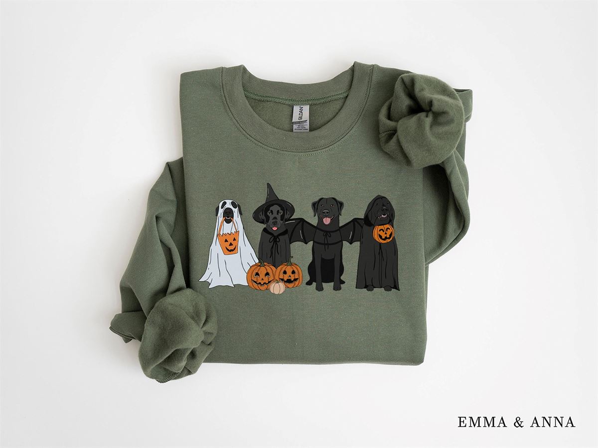 Black Labrador Halloween Sweatshirt Ghost Dogs Sweatshirt Halloween Dog Halloween Shirts Fall Sweater Spooky Season Dog Lover Gift Full Size Up To 5xl