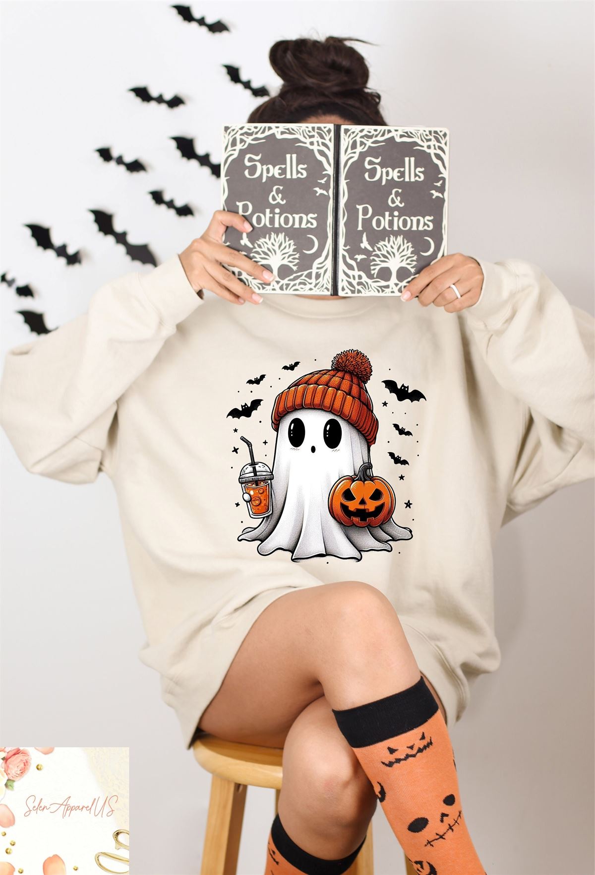 Cute Ghost Sweatshirt Funny Halloween Shirt Pumpkin Spice Sweatshirt Halloween Gift Halloween Costume Fall Sweater Spooky Season Size Up To 5xl